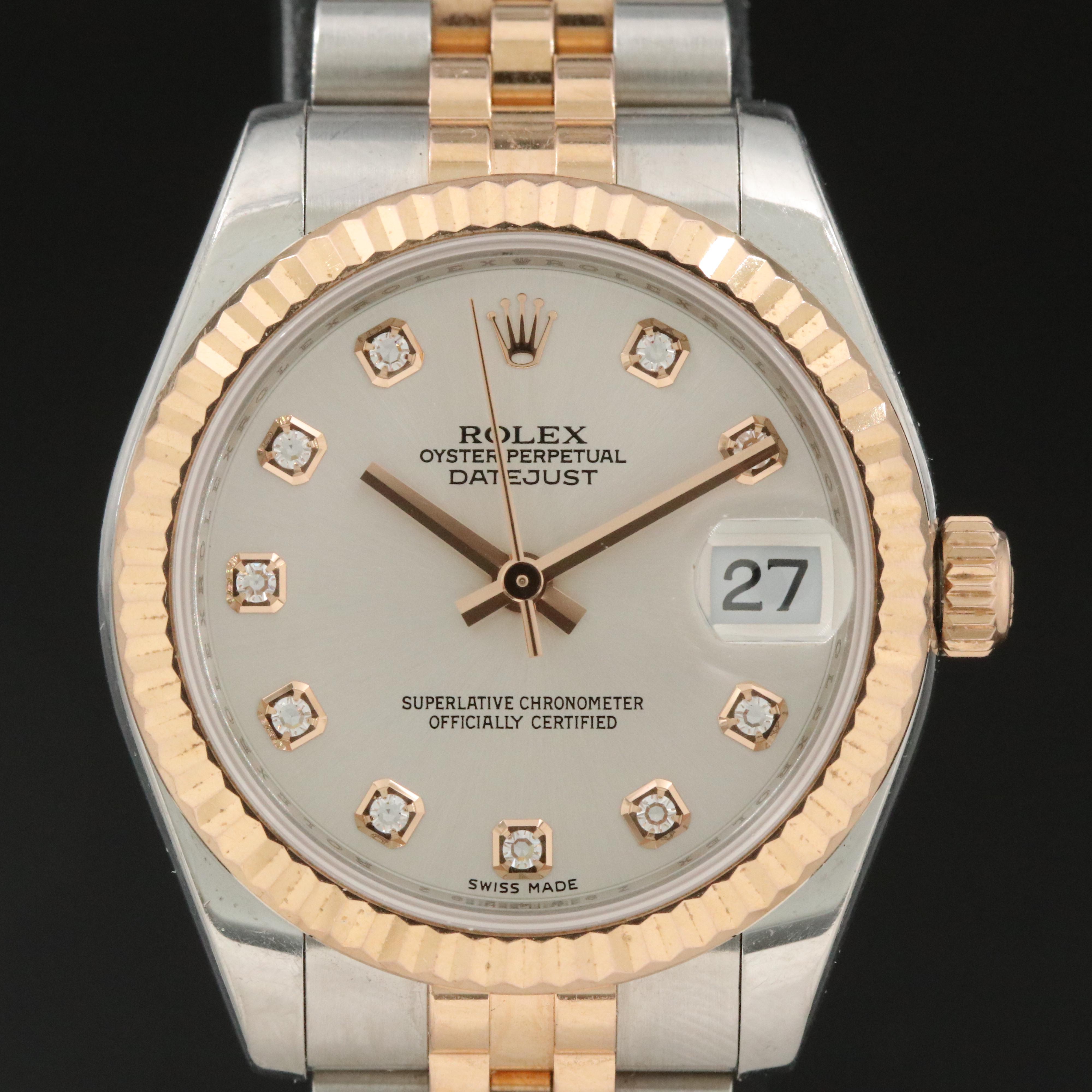 2006 Rolex Factory Diamond Dial Everose Datejust Watch