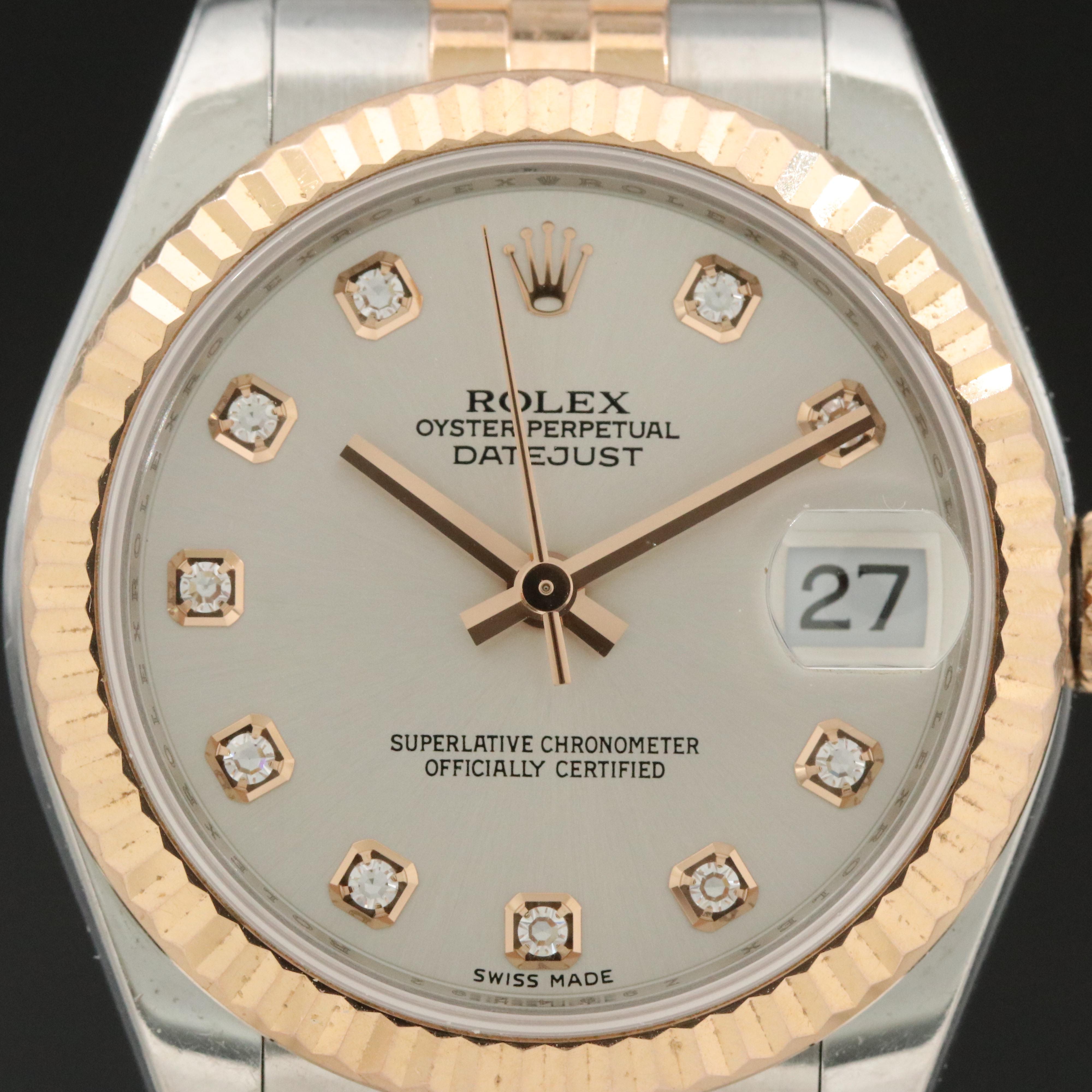 2006 Rolex Factory Diamond Dial Everose Datejust Watch