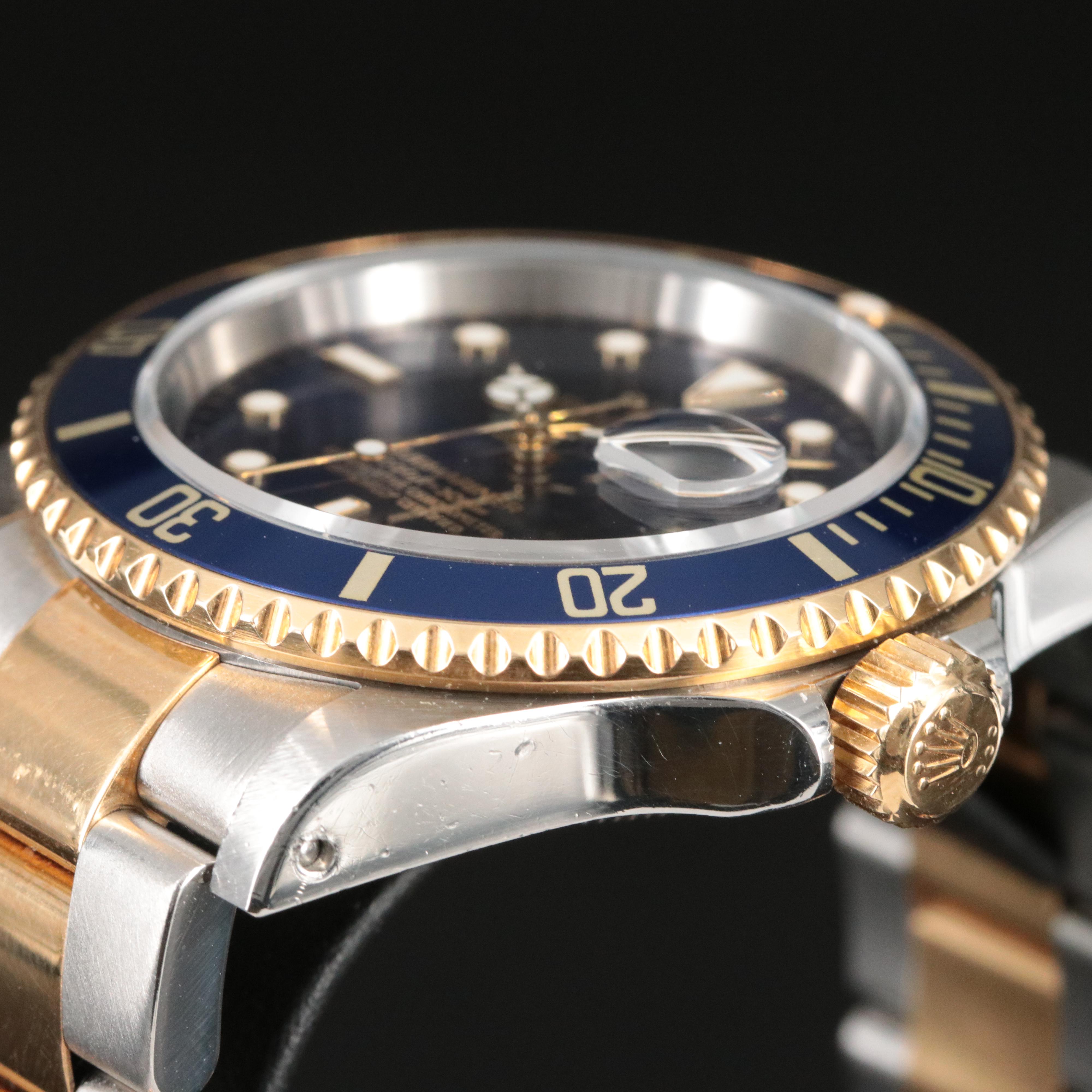 2001 Rolex Blue Dial 18K Bezel Blue Insert Submariner Watch