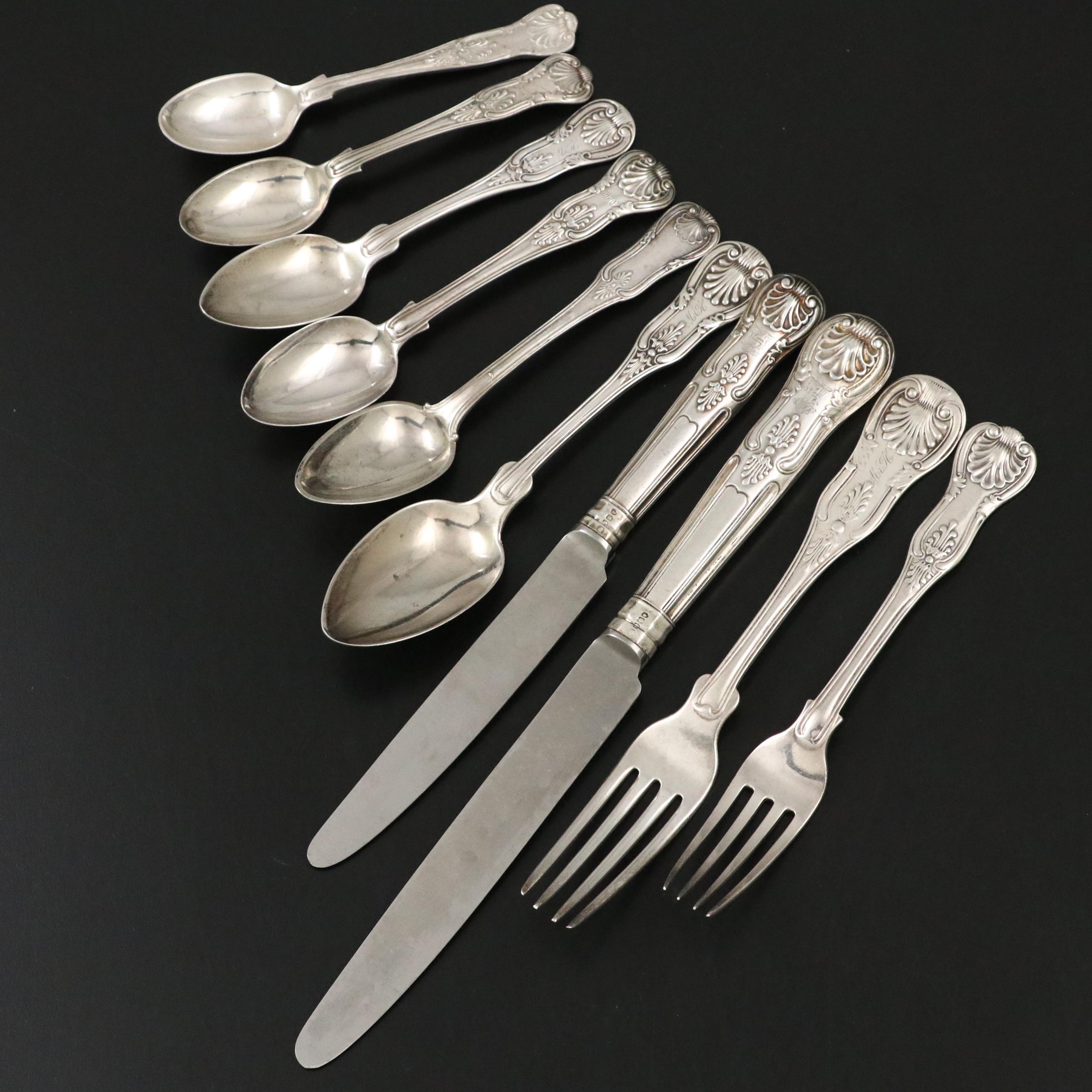 English and Other European Sterling Silver Georgian Shell Pattern Flatware