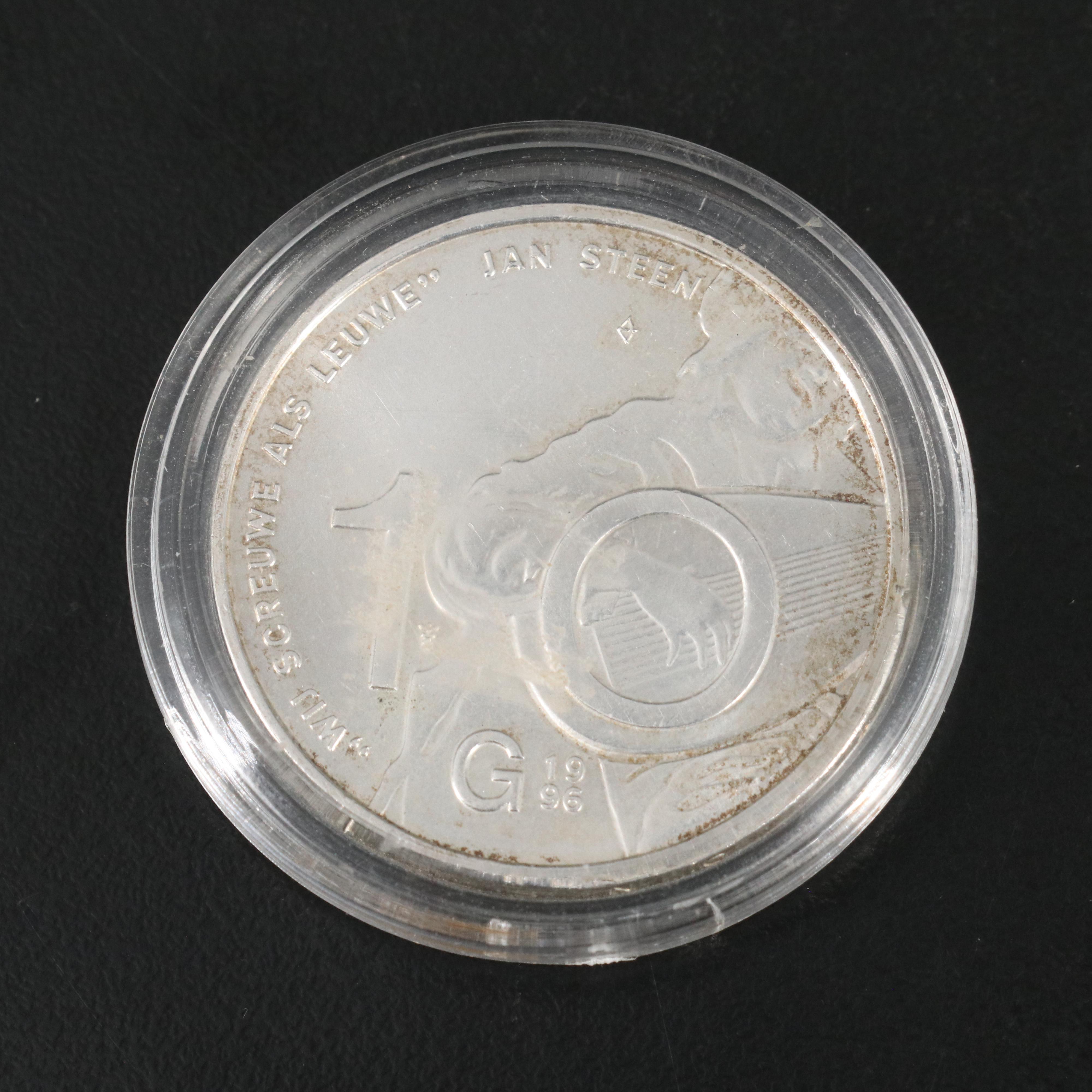 Collection of Six Different Modern Silver Coins From the Netherlands