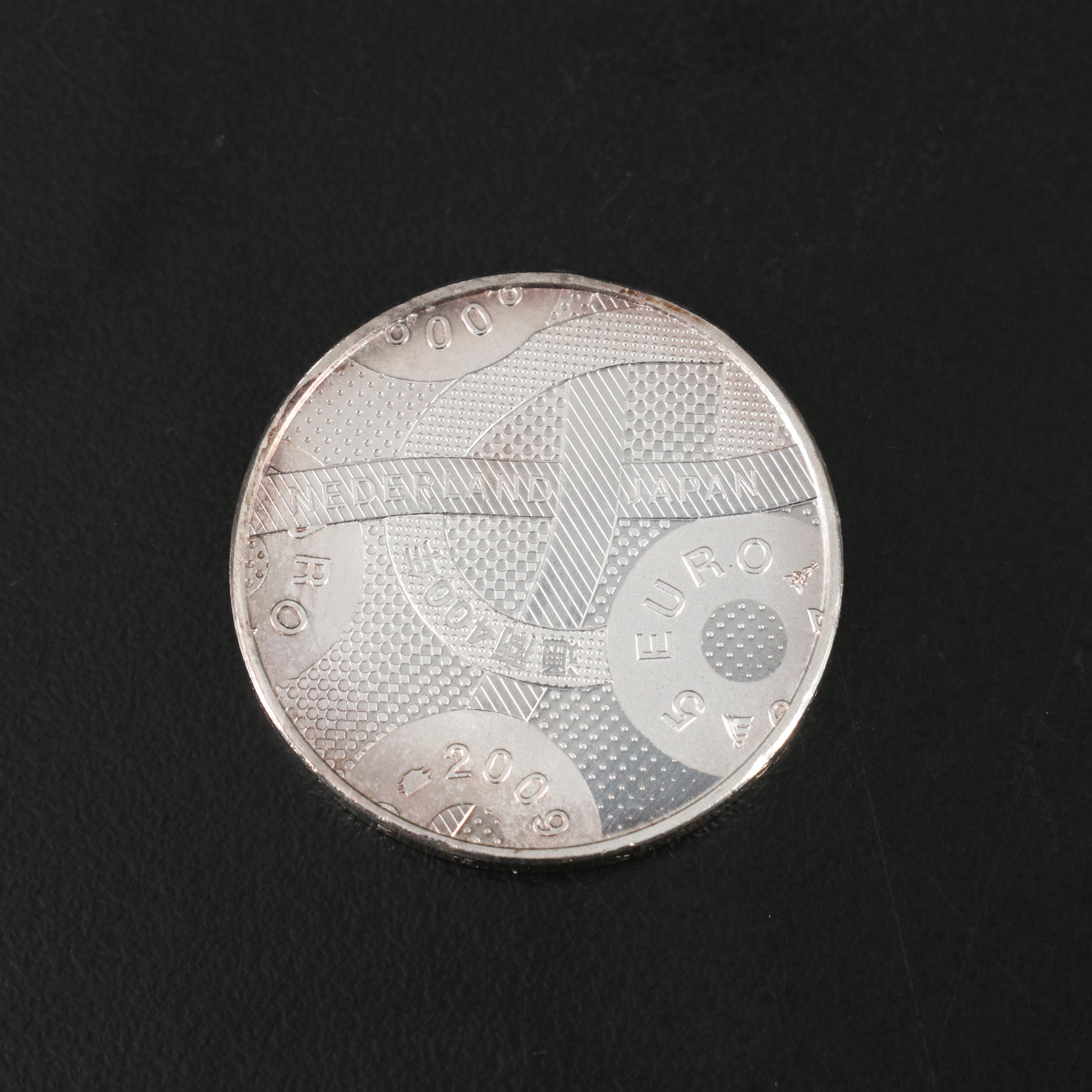 Collection of Six Different Modern Silver Coins From the Netherlands