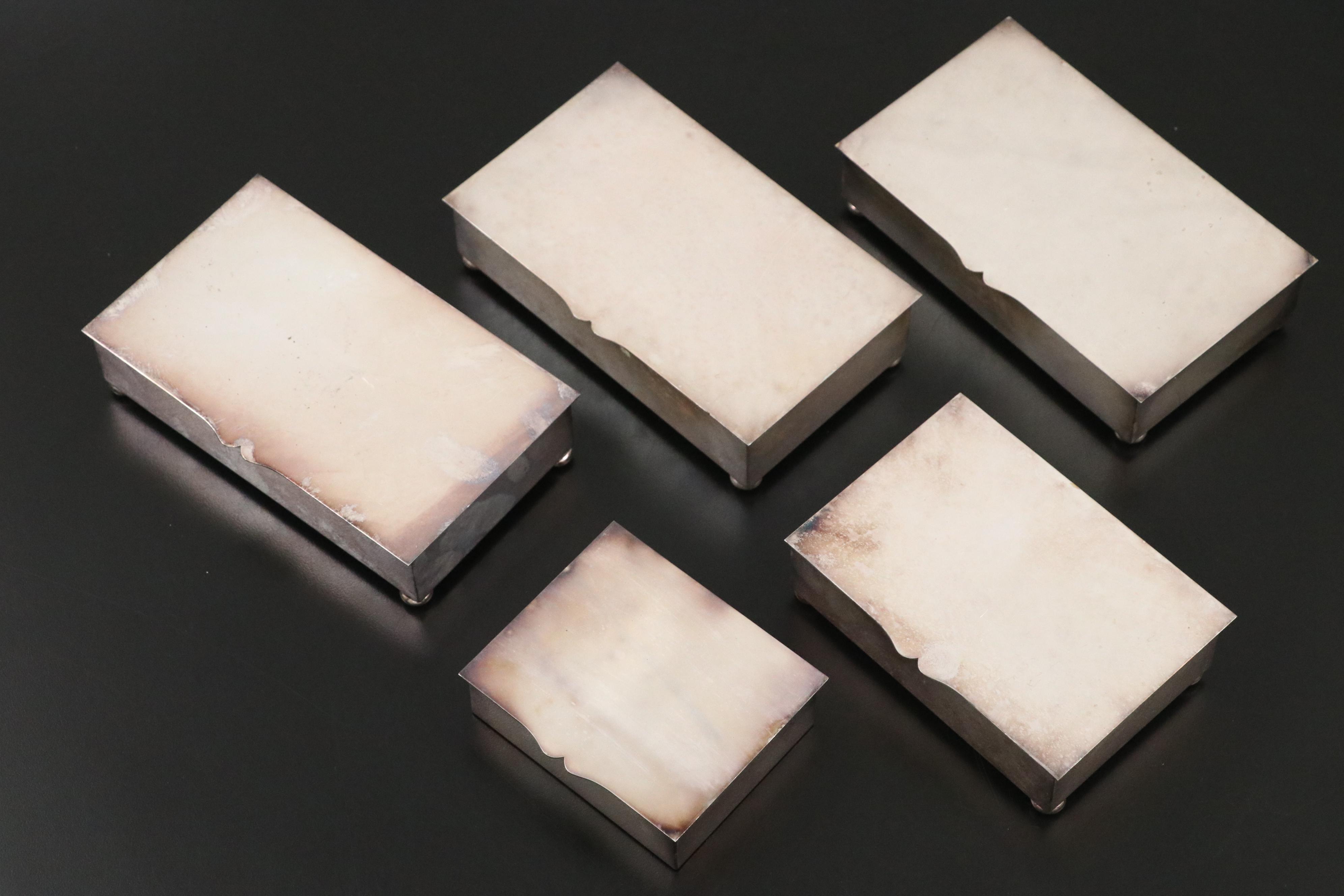 Crescent Silver Plate with Other Boxes and Frames, Mid to Late 20th Century