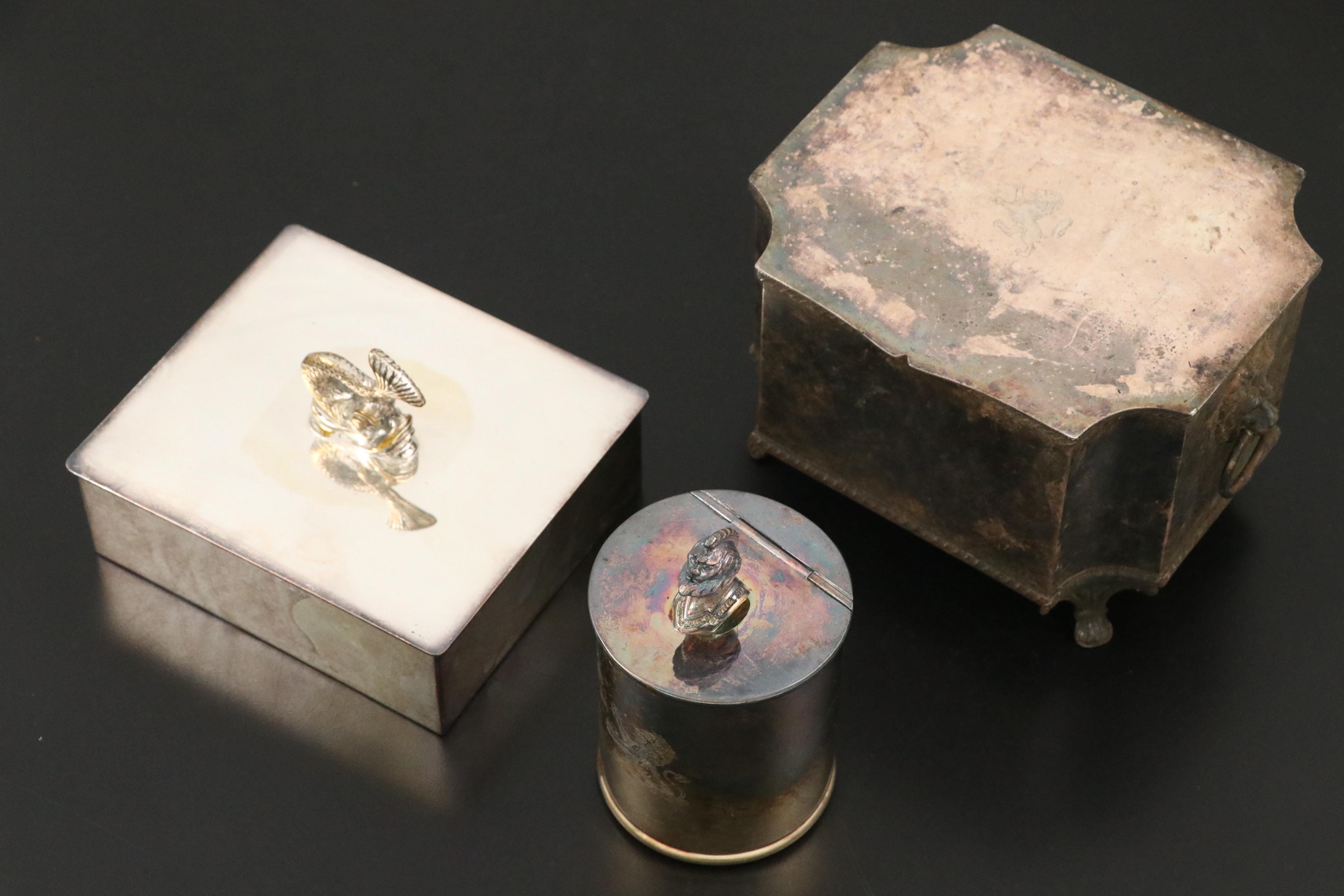 Crescent Silver Plate with Other Boxes and Frames, Mid to Late 20th Century