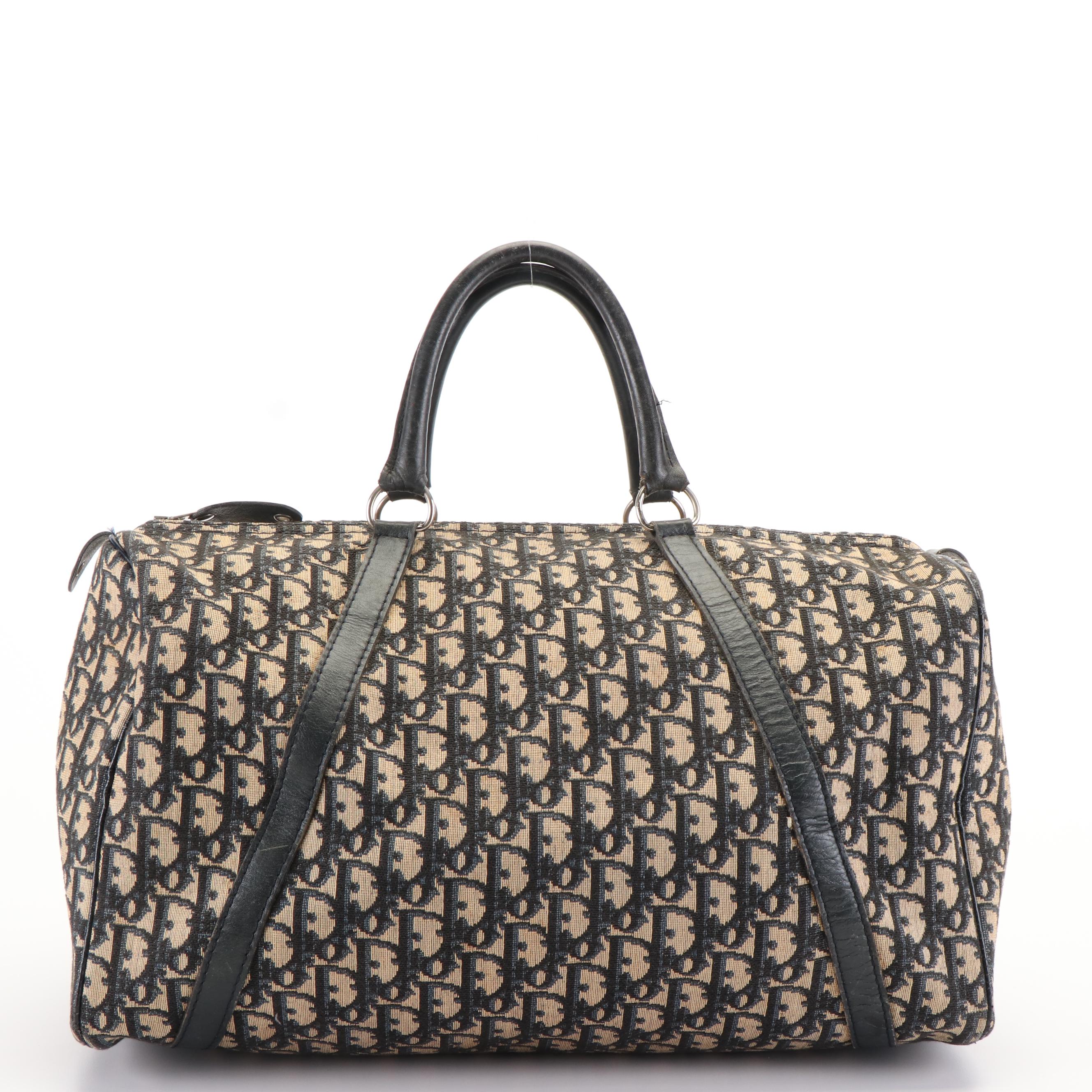 Christian Dior Boston Bag in Trotter Canvas and Leather