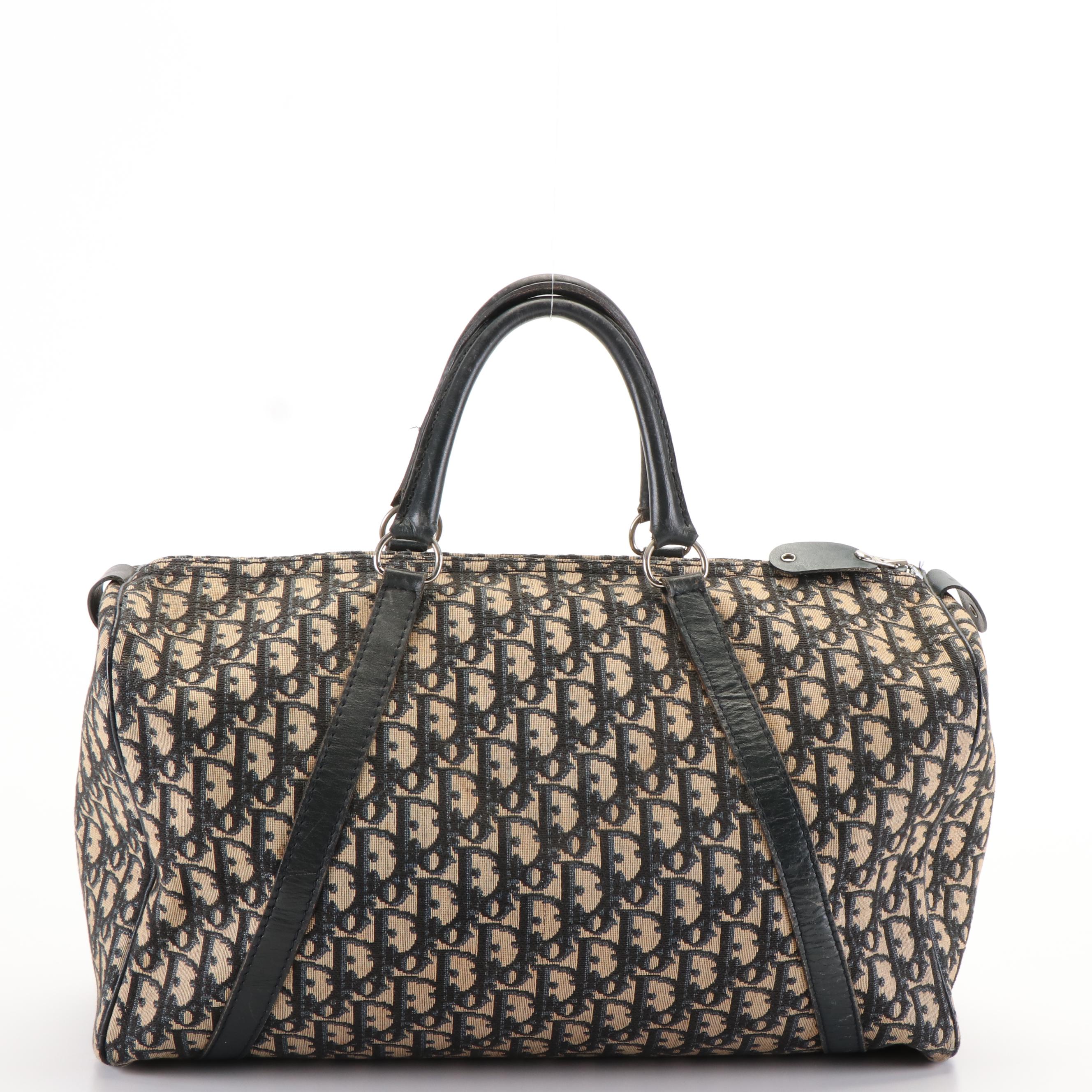 Christian Dior Boston Bag in Trotter Canvas and Leather