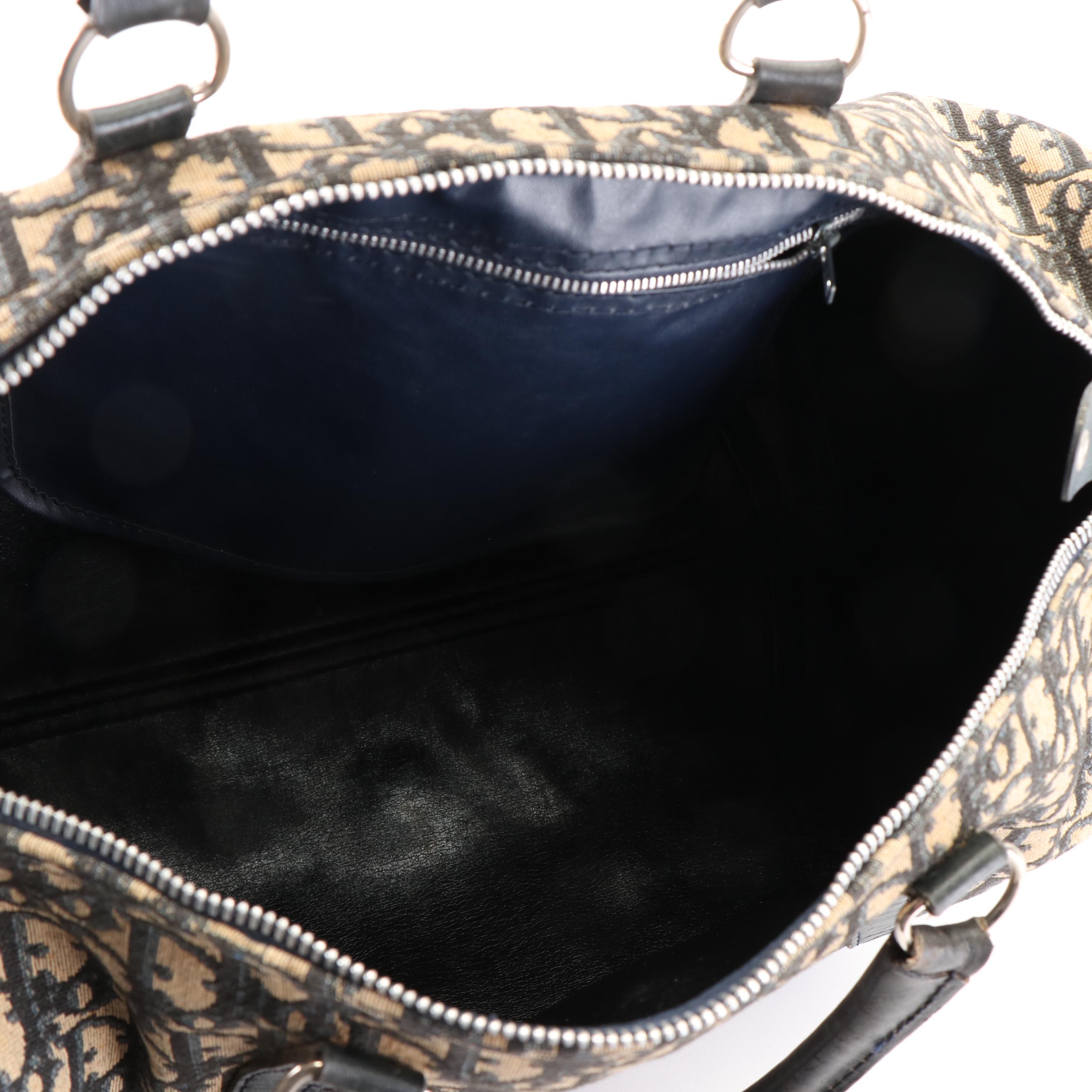 Christian Dior Boston Bag in Trotter Canvas and Leather