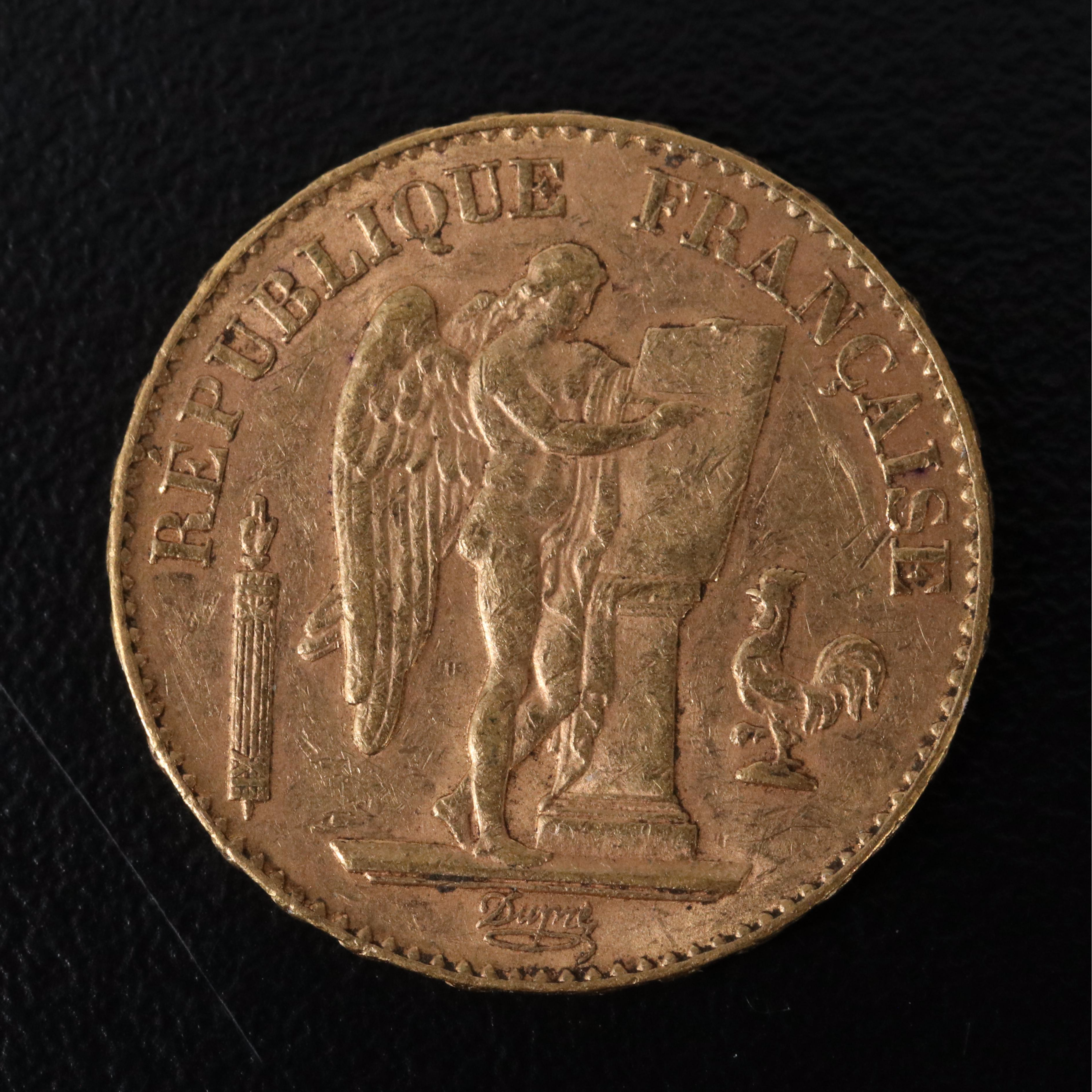 1897-A France Twenty Francs Gold Coin