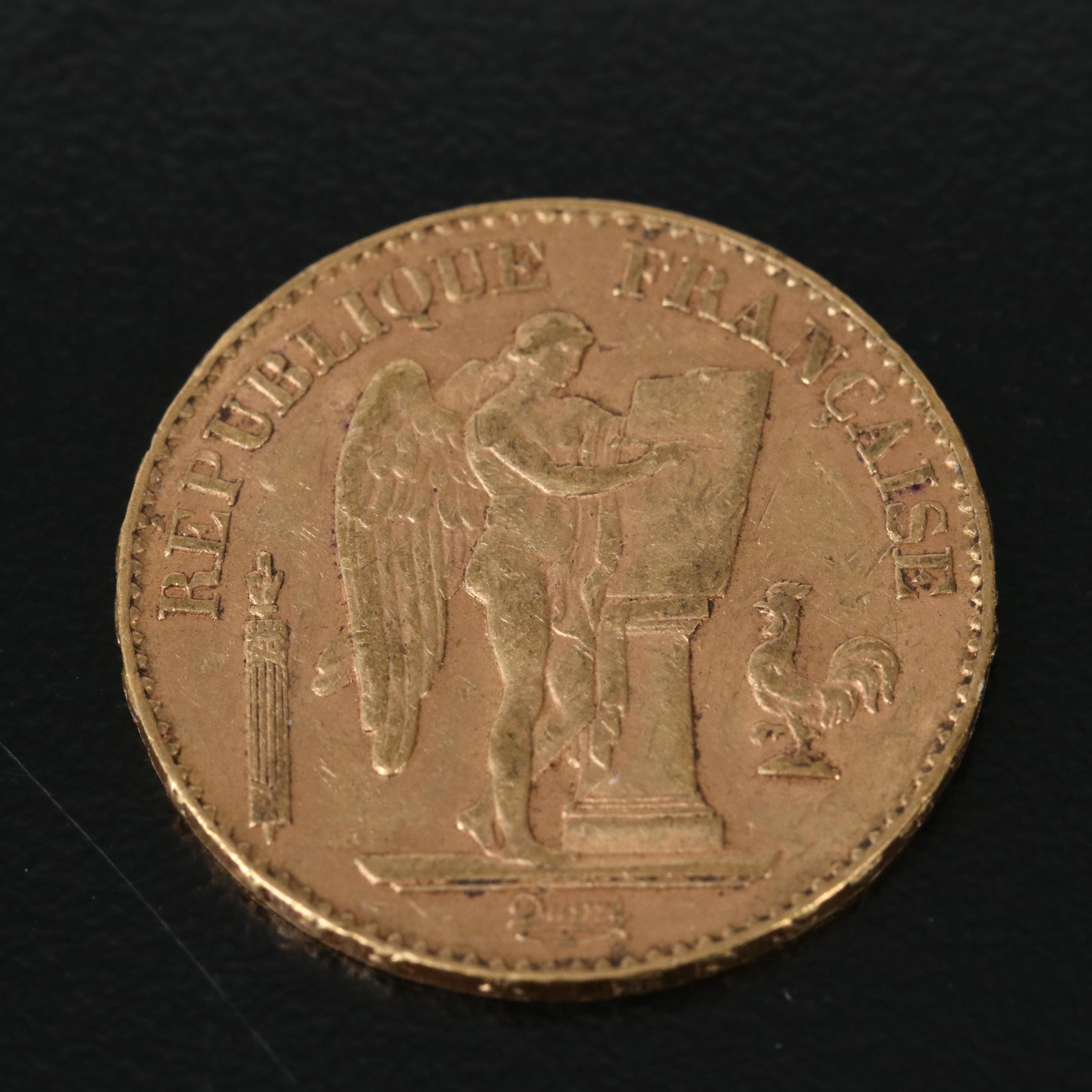 1897-A France Twenty Francs Gold Coin