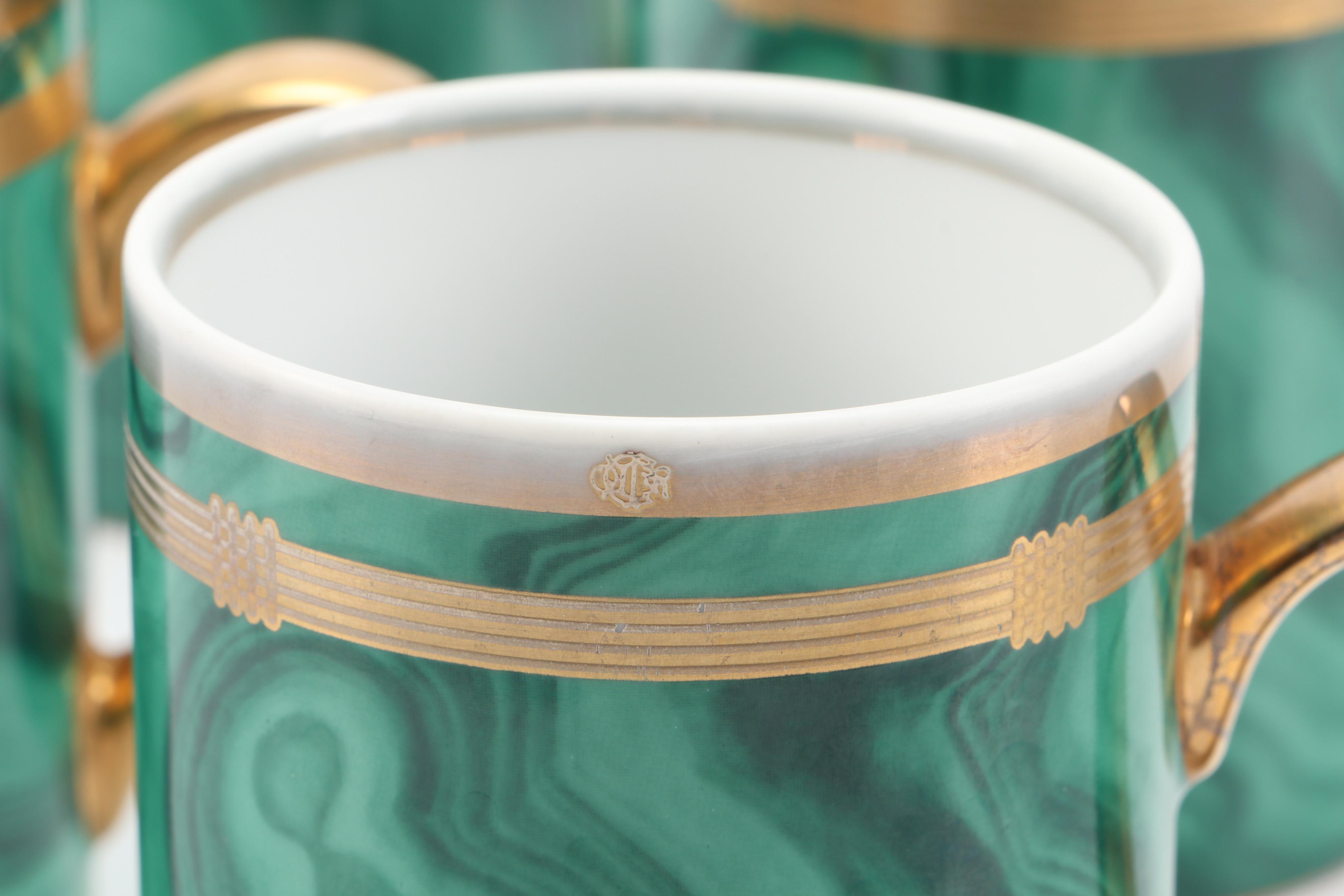 Christian Dior Porcelain "Gaudron Malachite" Mugs, 1991–1999