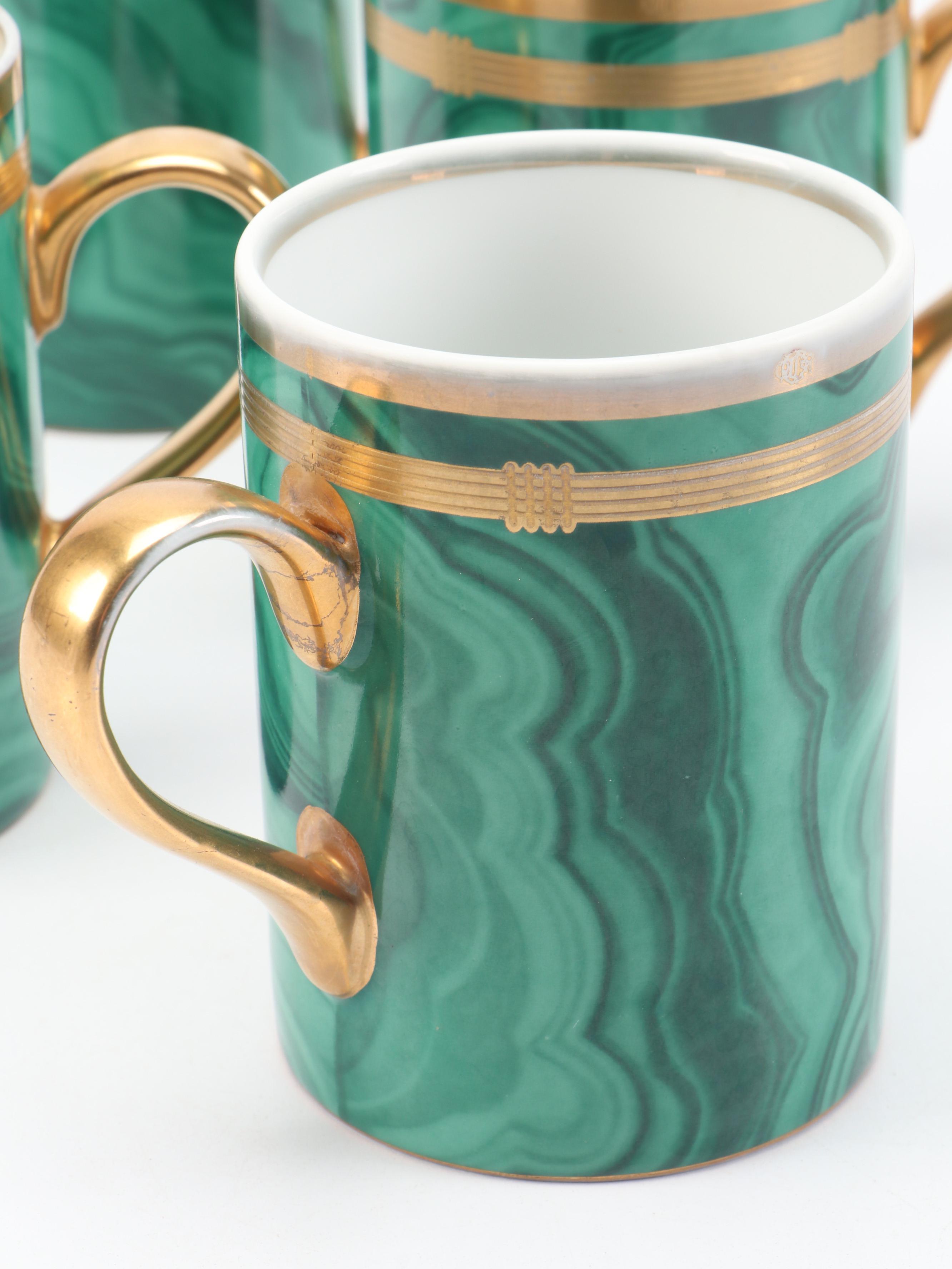 Christian Dior Porcelain "Gaudron Malachite" Mugs, 1991–1999