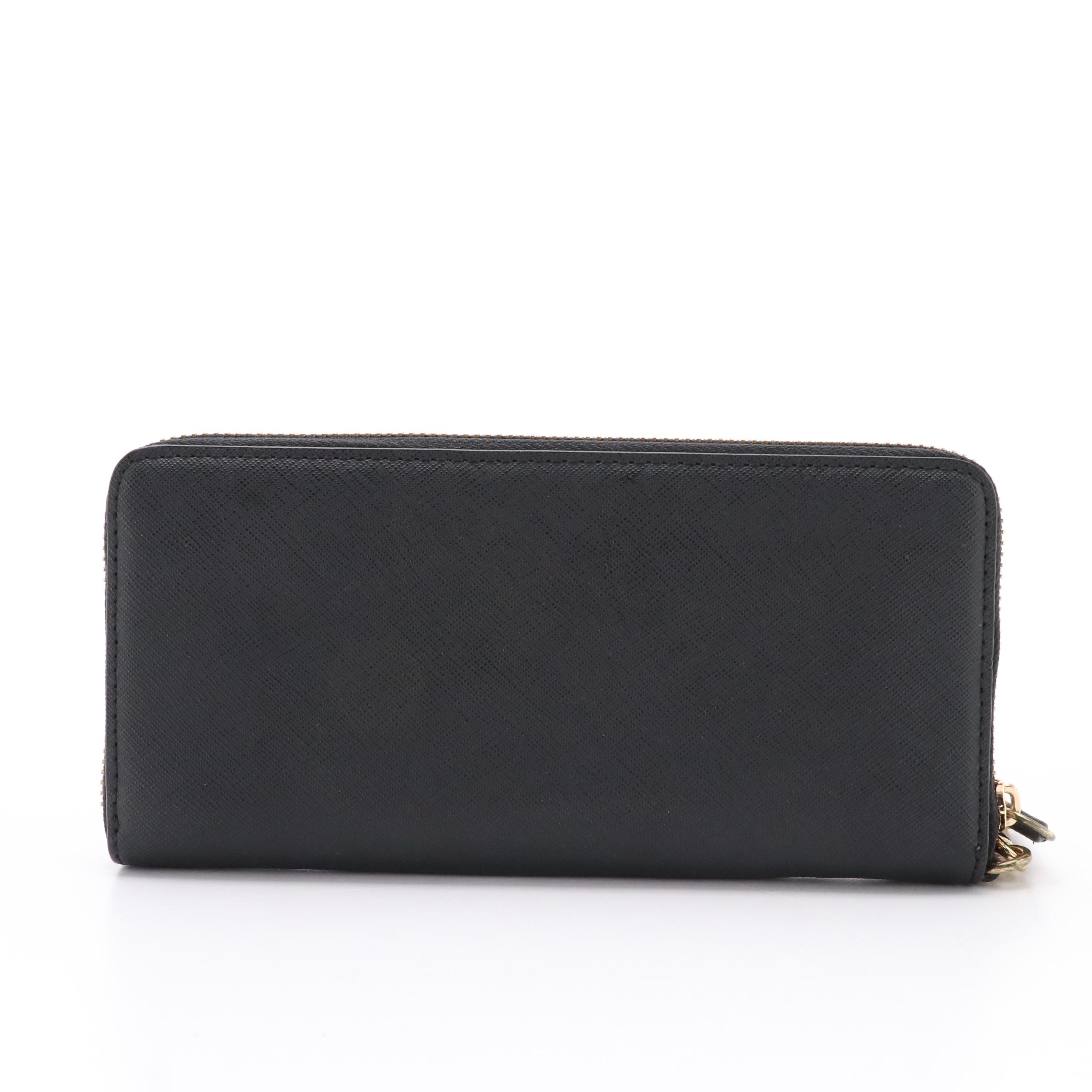 Calvin Klein Black Saffiano Leather Zip Wallet and Tory Burch Wristlet Wallet