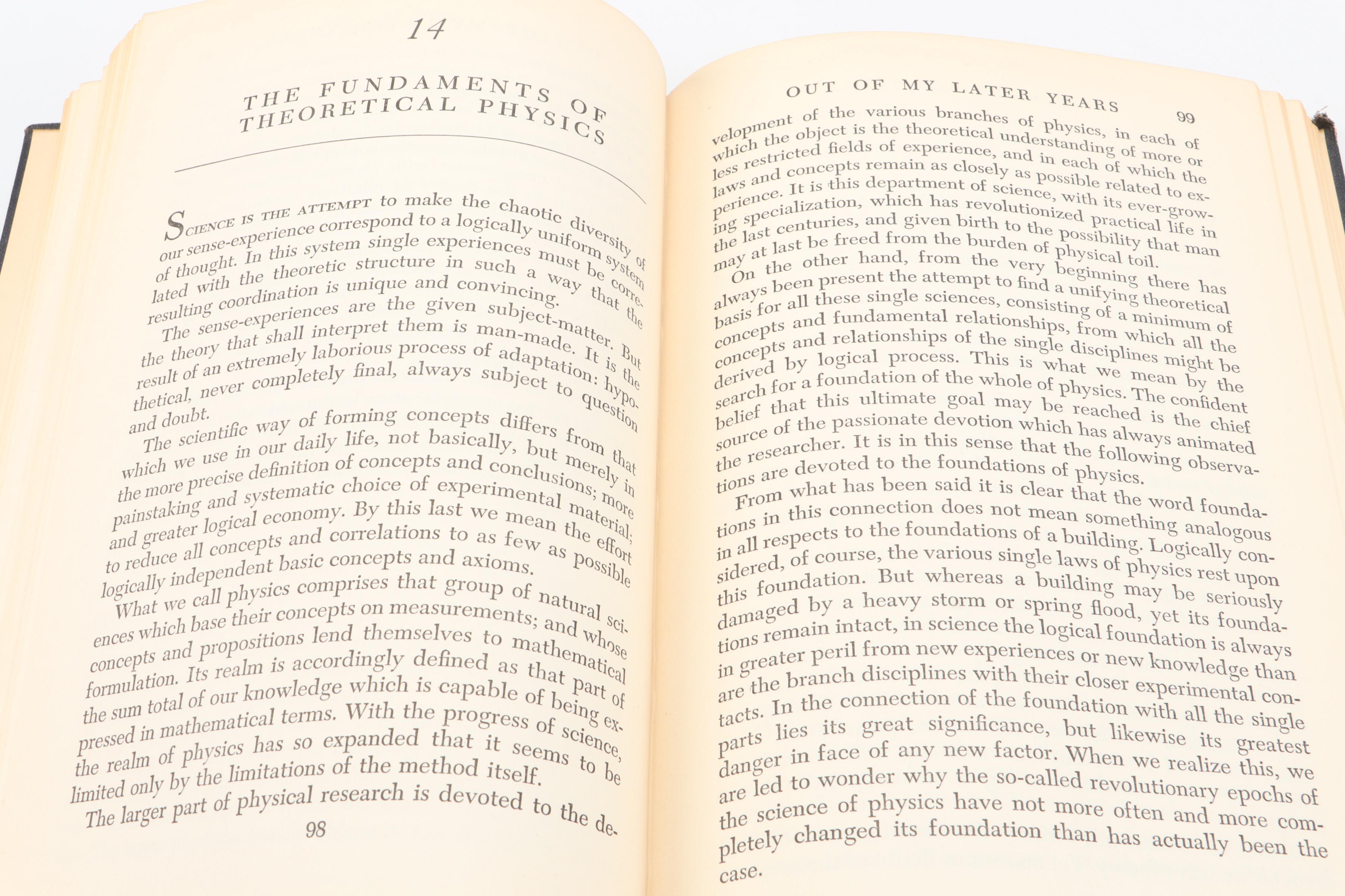 First Edition "Out of My Later Years" by Albert Einstein, 1950