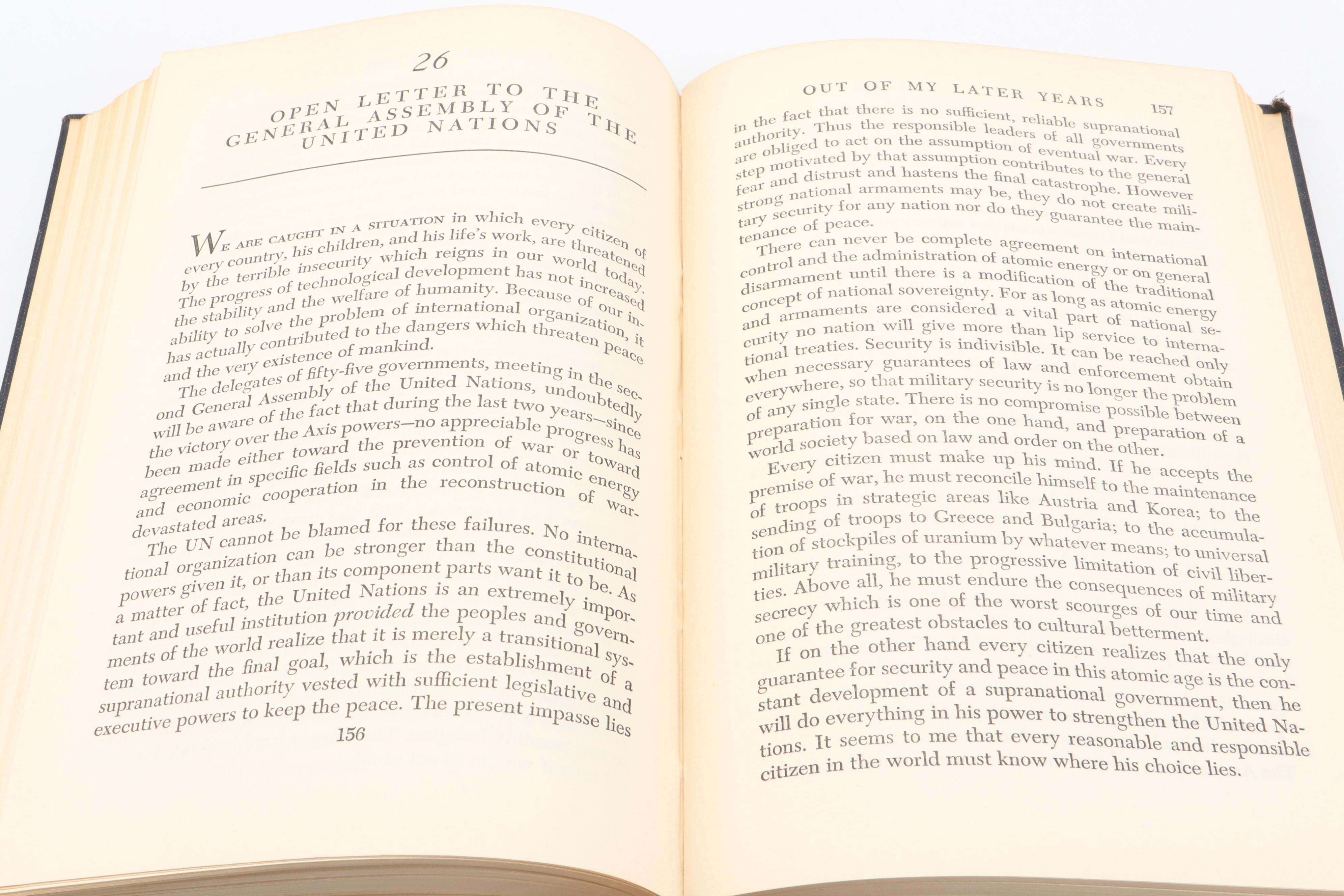 First Edition "Out of My Later Years" by Albert Einstein, 1950