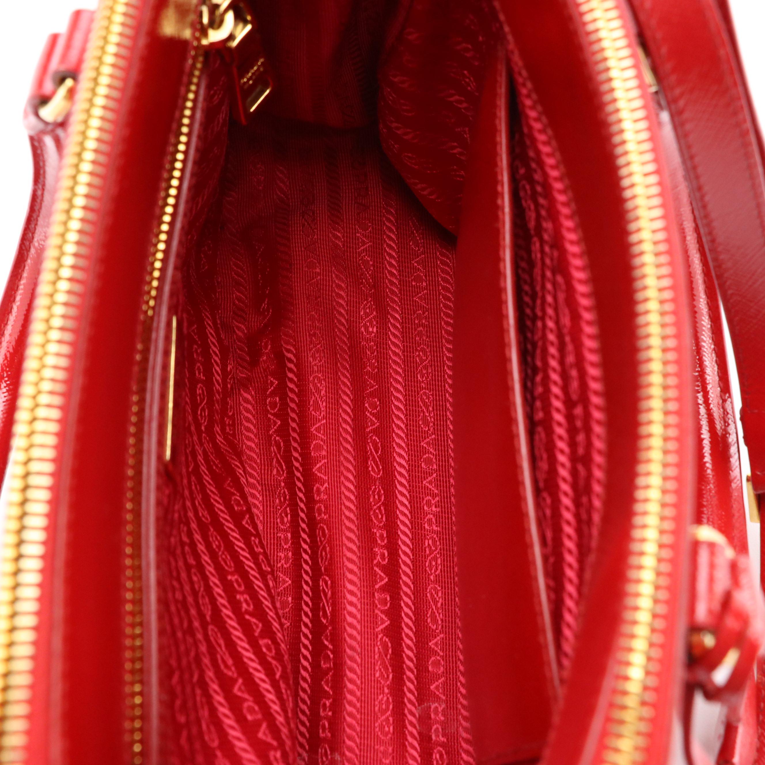 Prada Galleria Two-Way Bag in Cherry Red Patent Saffiano Leather