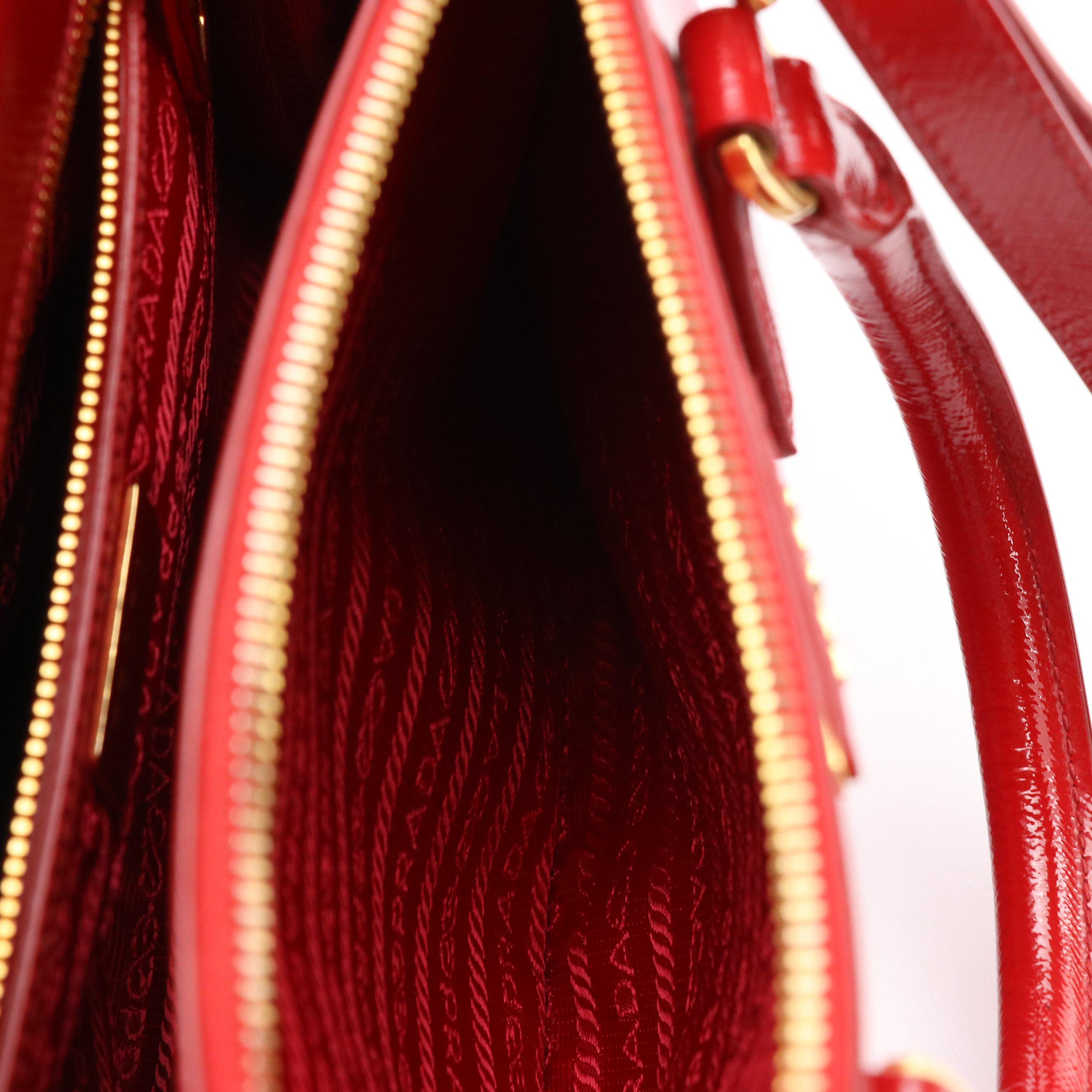 Prada Galleria Two-Way Bag in Cherry Red Patent Saffiano Leather