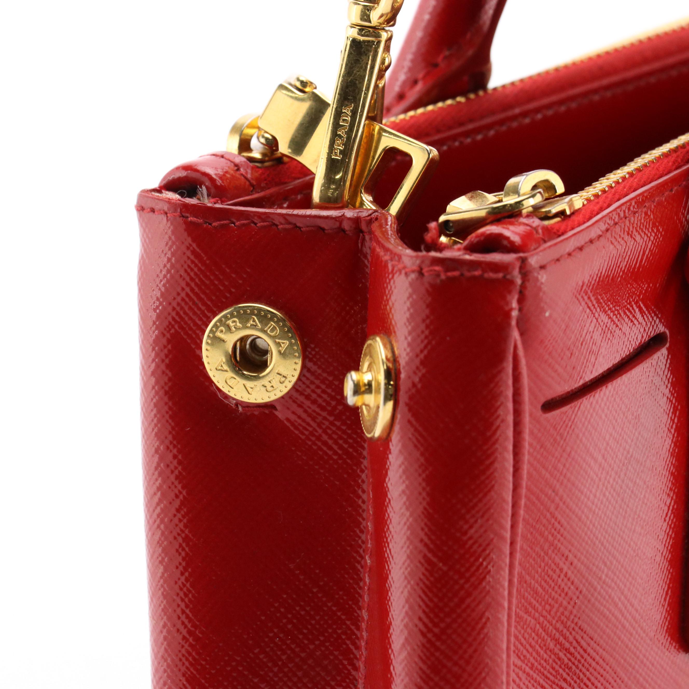 Prada Galleria Two-Way Bag in Cherry Red Patent Saffiano Leather