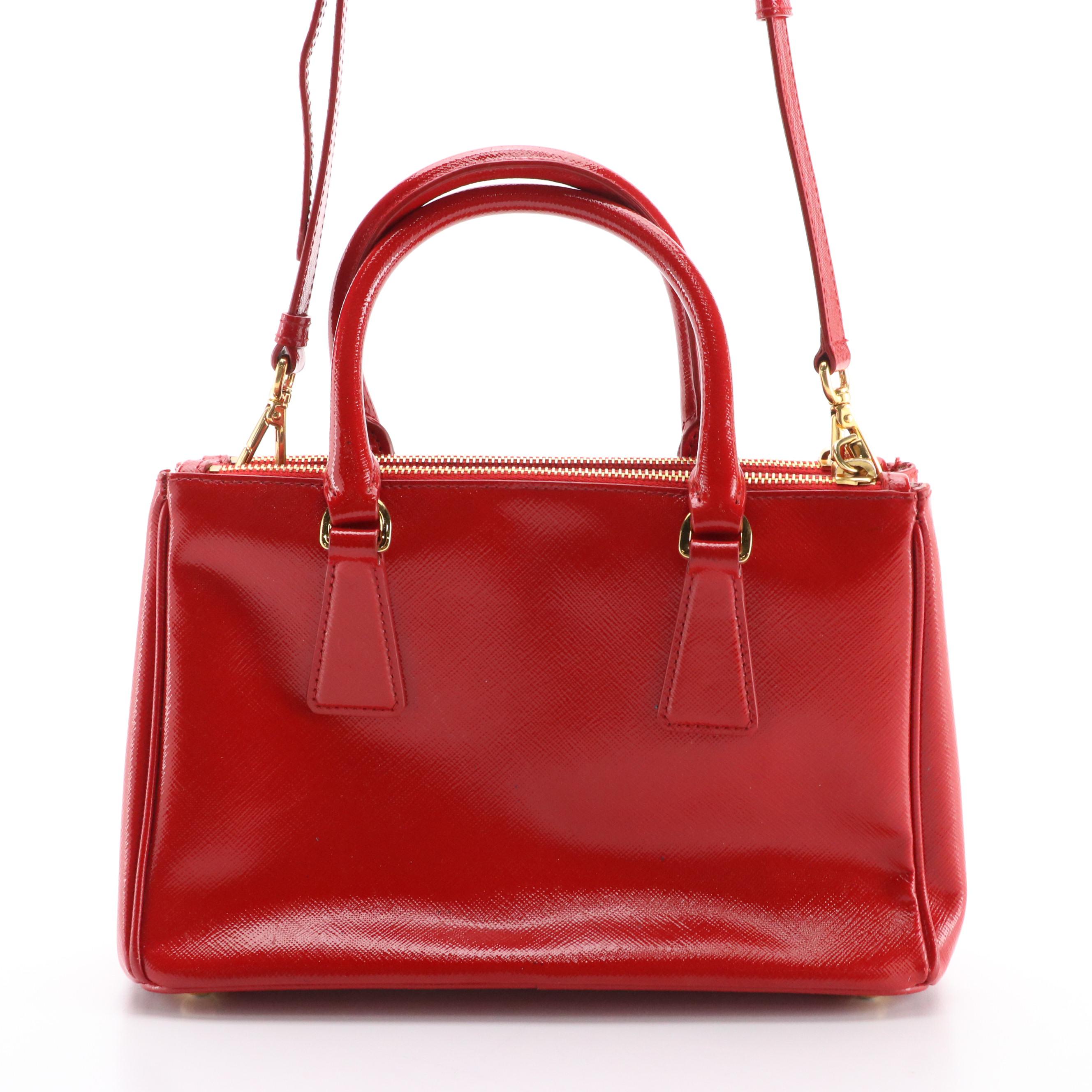 Prada Galleria Two-Way Bag in Cherry Red Patent Saffiano Leather