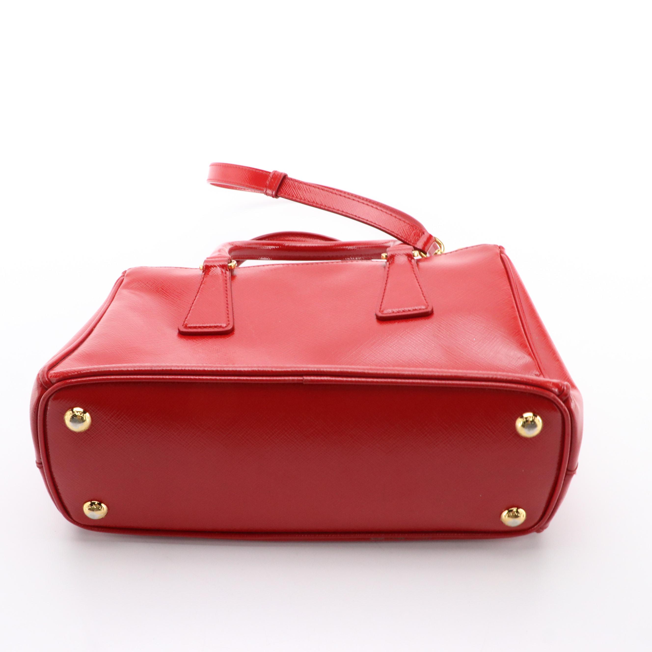 Prada Galleria Two-Way Bag in Cherry Red Patent Saffiano Leather