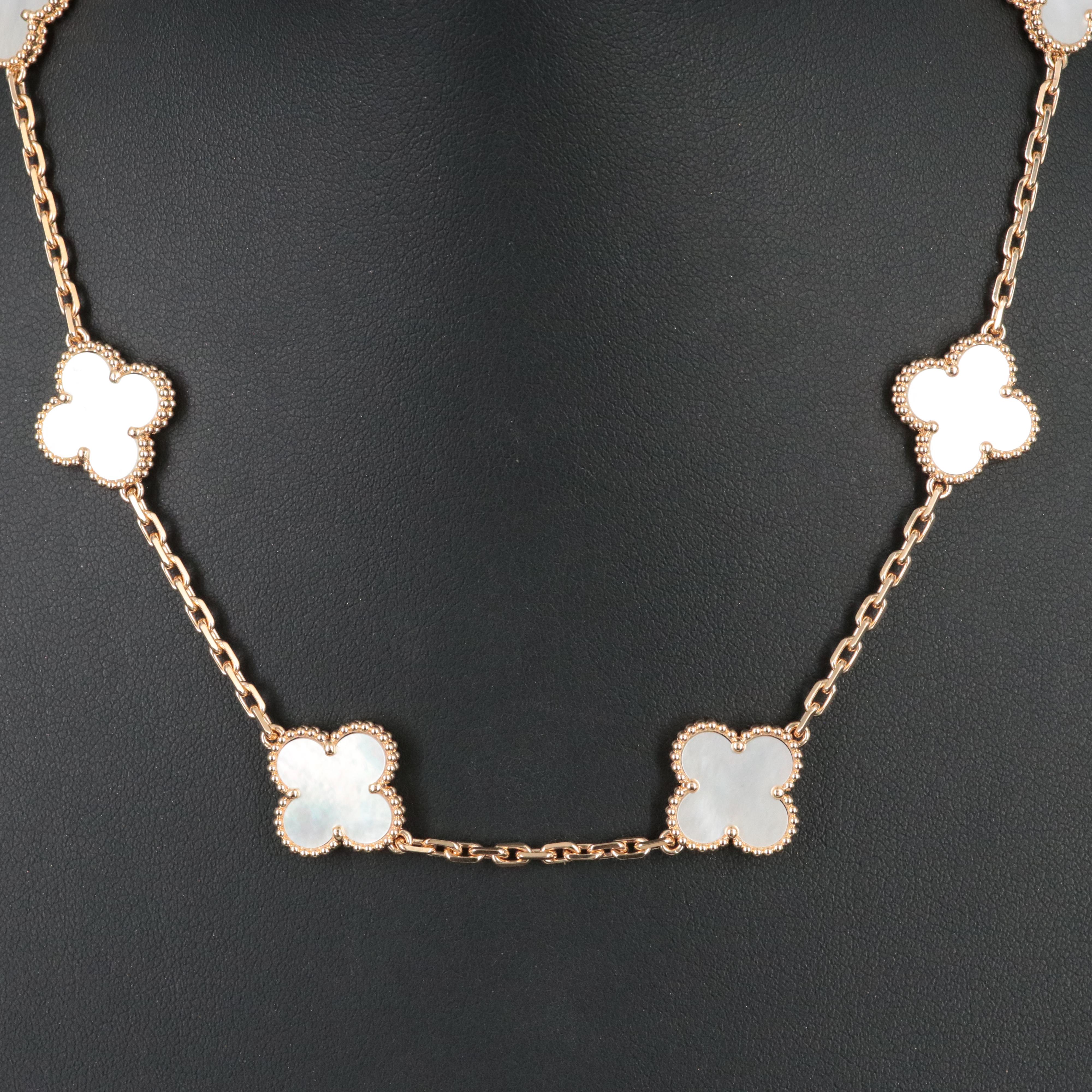 Van Cleef & Arpels Vintage Alhambra 18K Mother-of-Pearl Ten Motif Necklace
