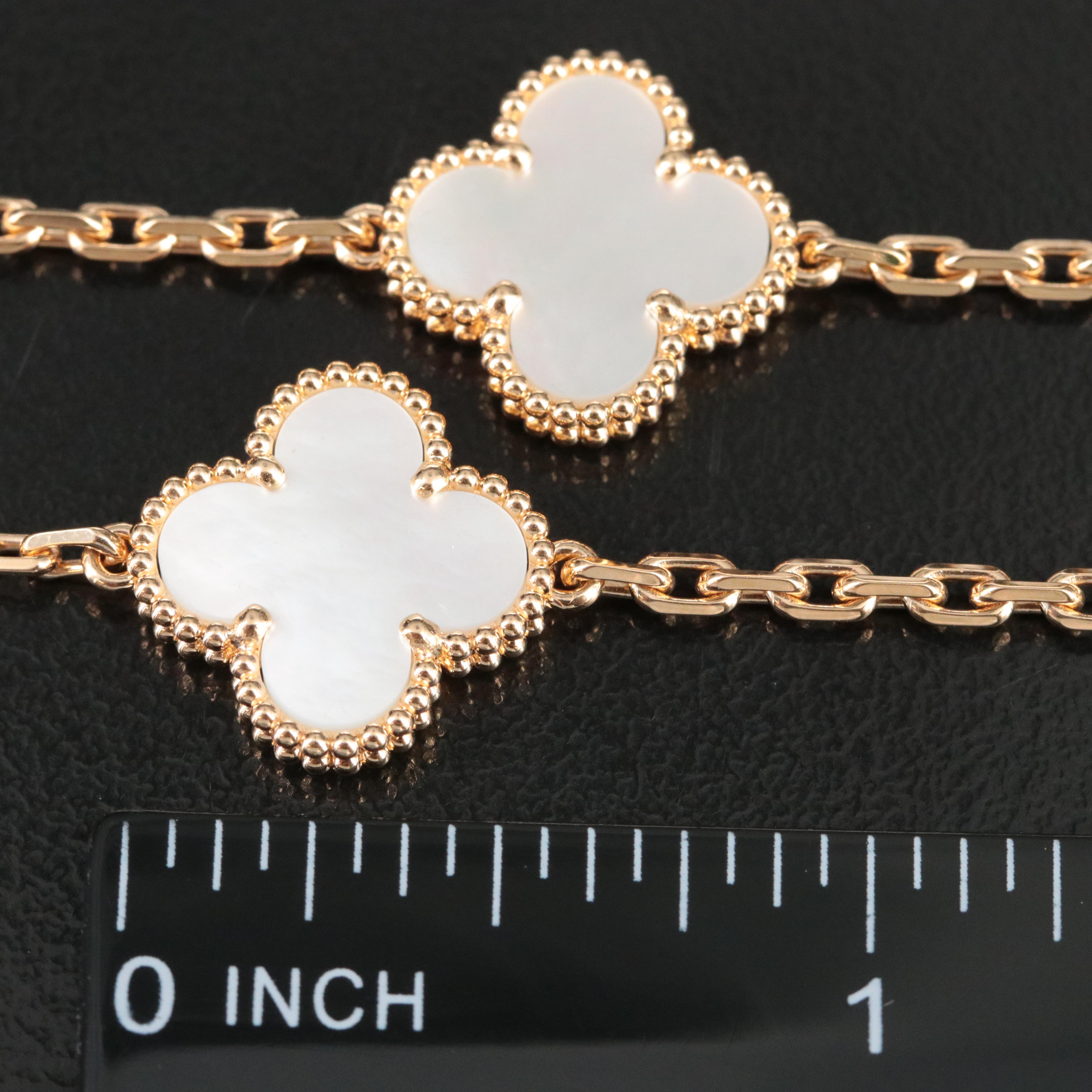 Van Cleef & Arpels Vintage Alhambra 18K Mother-of-Pearl Ten Motif Necklace