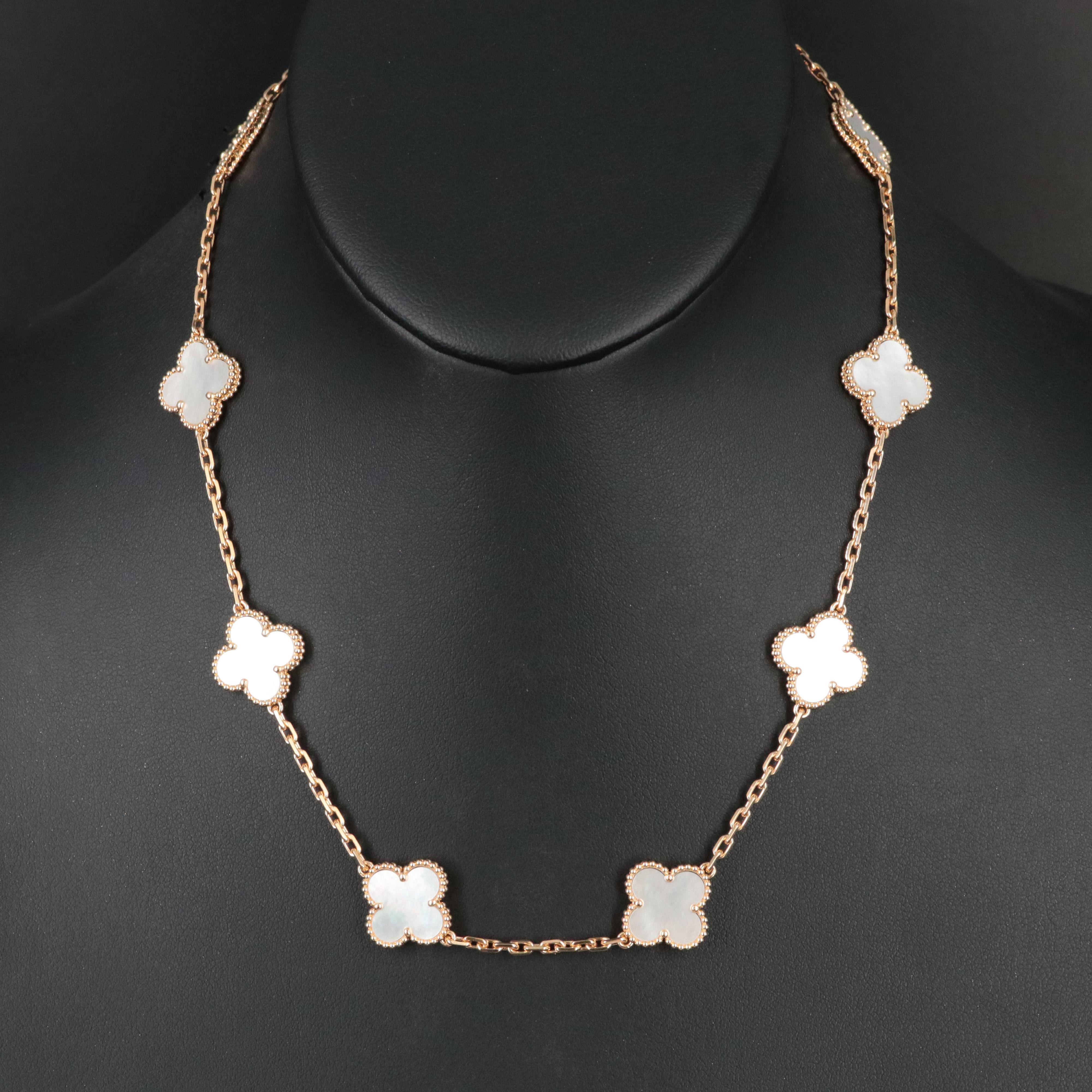 Van Cleef & Arpels Vintage Alhambra 18K Mother-of-Pearl Ten Motif Necklace