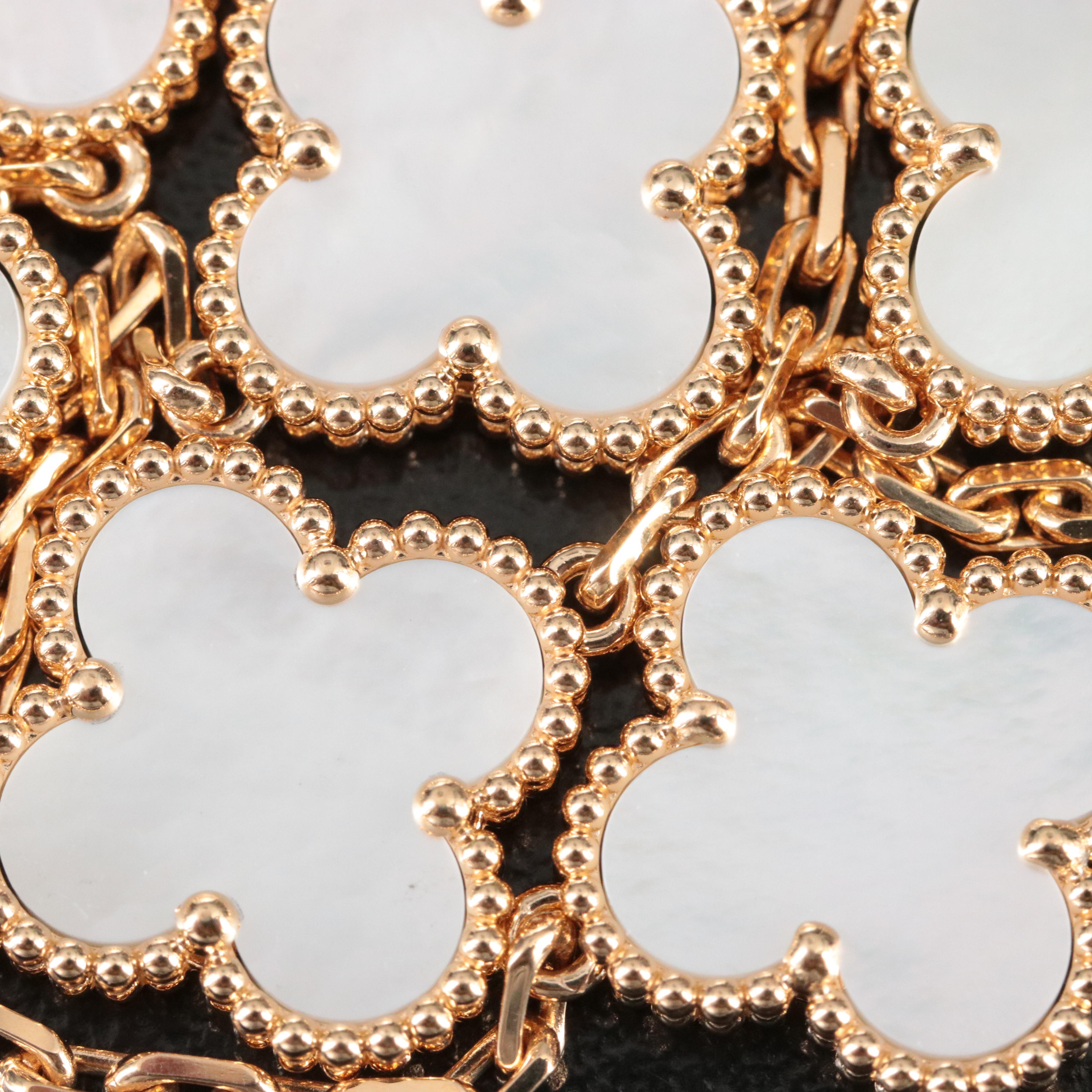 Van Cleef & Arpels Vintage Alhambra 18K Mother-of-Pearl Ten Motif Necklace
