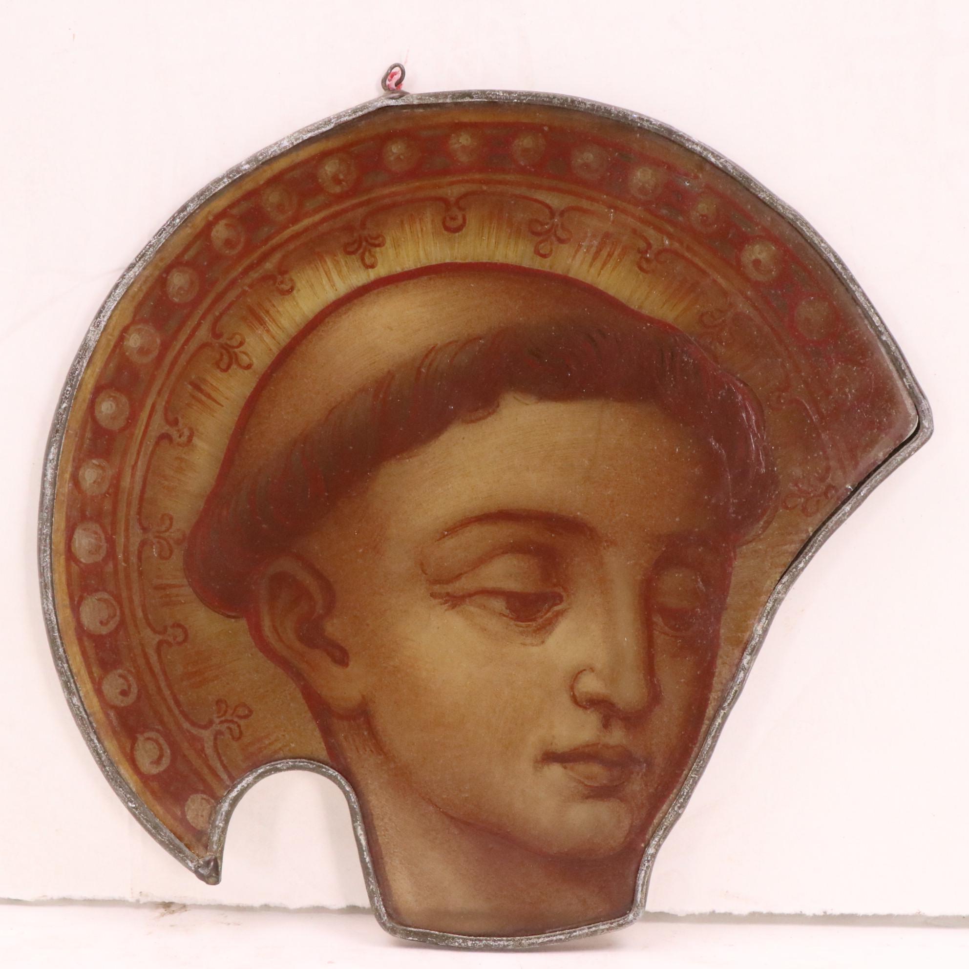 Salvaged Hand-Painted Leaded Stained Glass Window Pieces