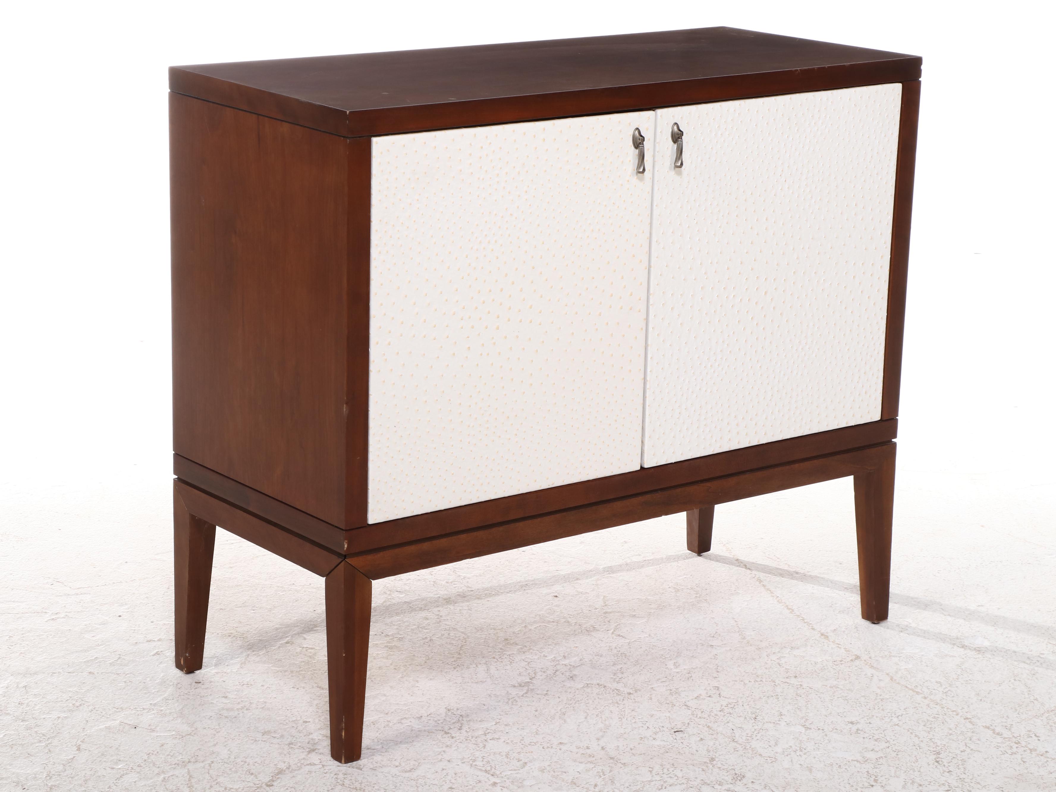 Somerton Dwelling "Claire de Lune" Faux-Ostrich Leather Side Cabinet