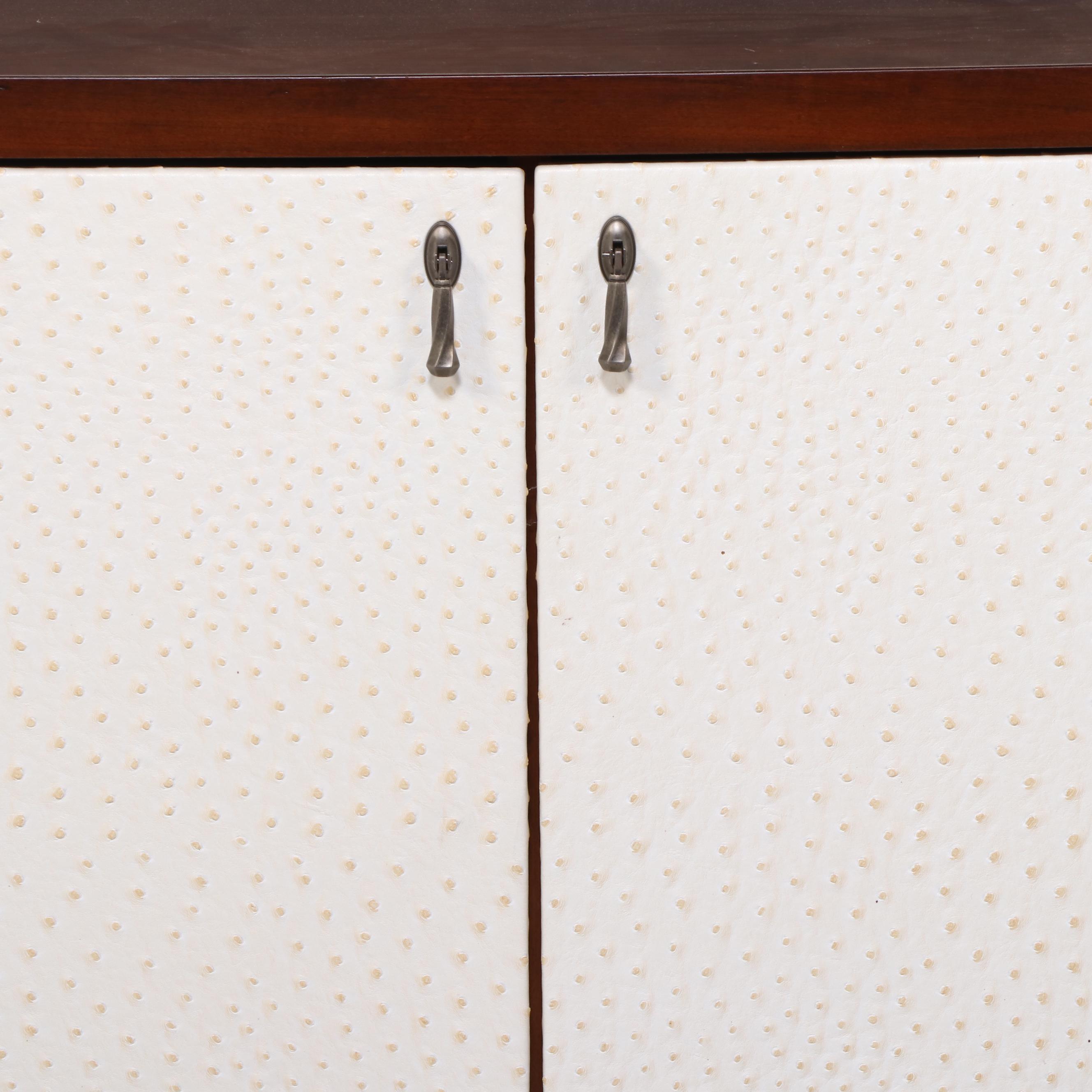 Somerton Dwelling "Claire de Lune" Faux-Ostrich Leather Side Cabinet