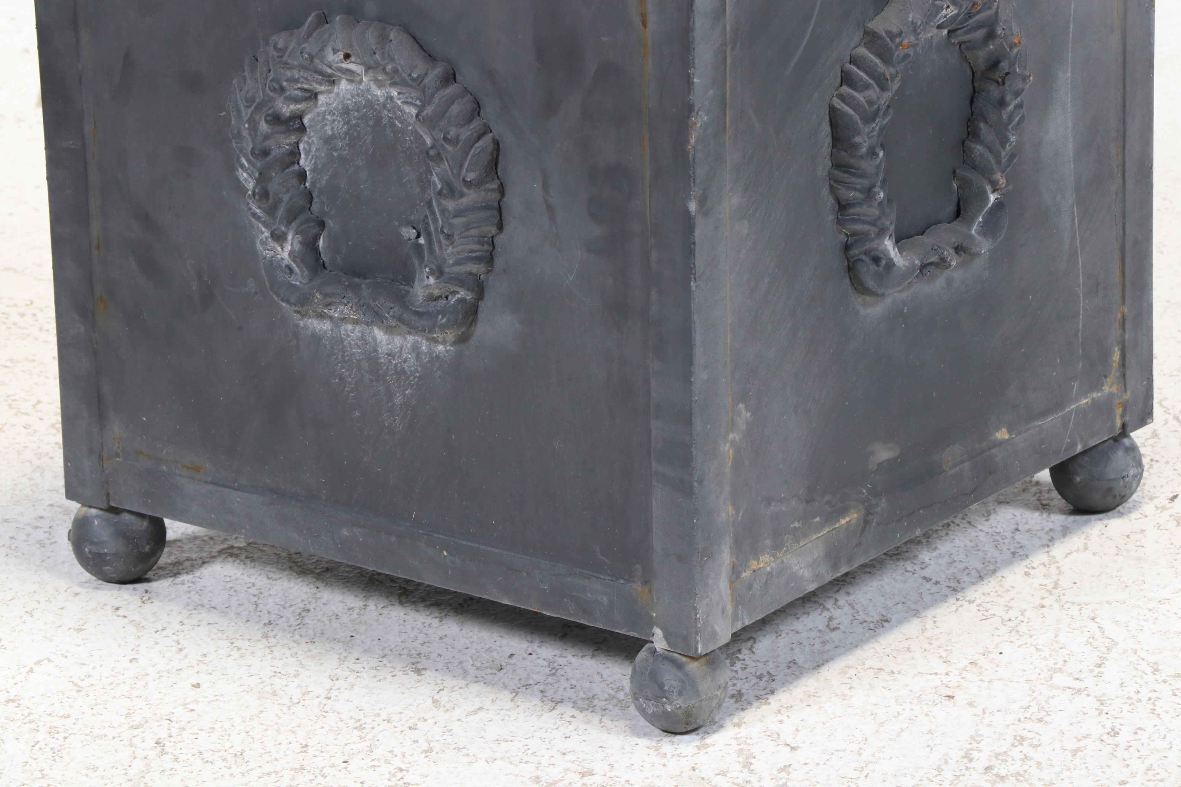 Pair of Neoclassical Style Powder-Coated Metal Box Planters