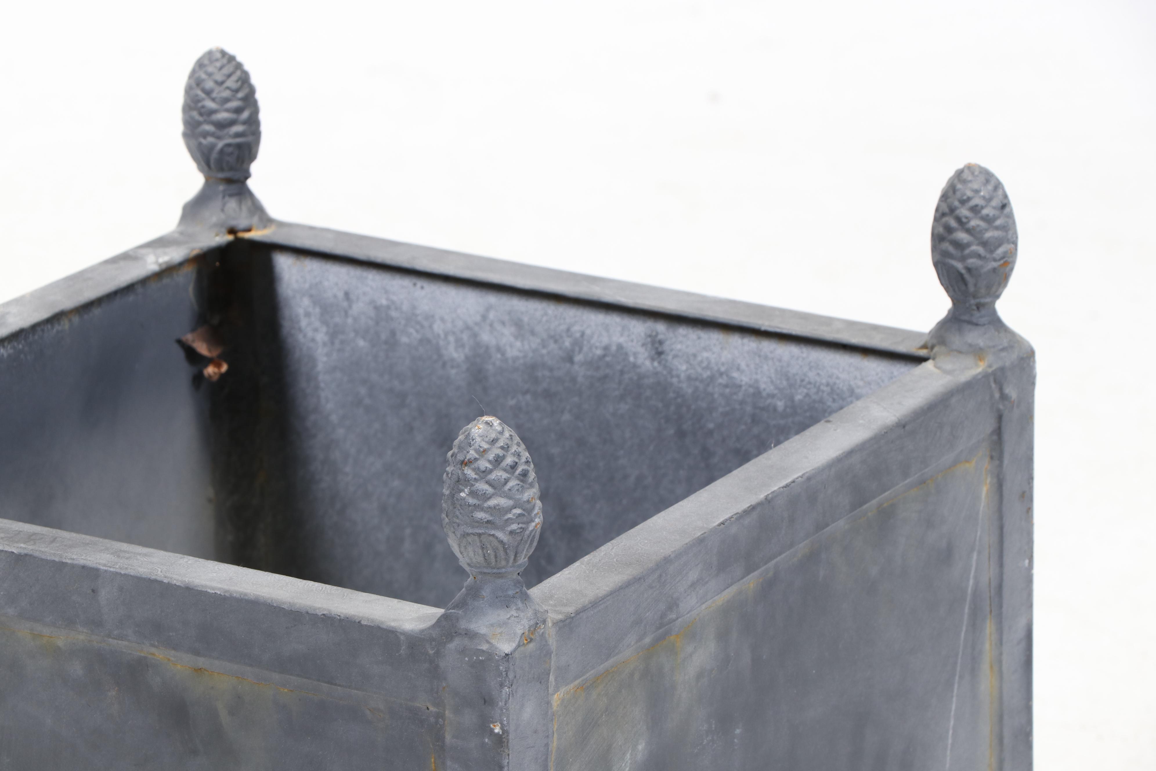 Pair of Neoclassical Style Powder-Coated Metal Box Planters