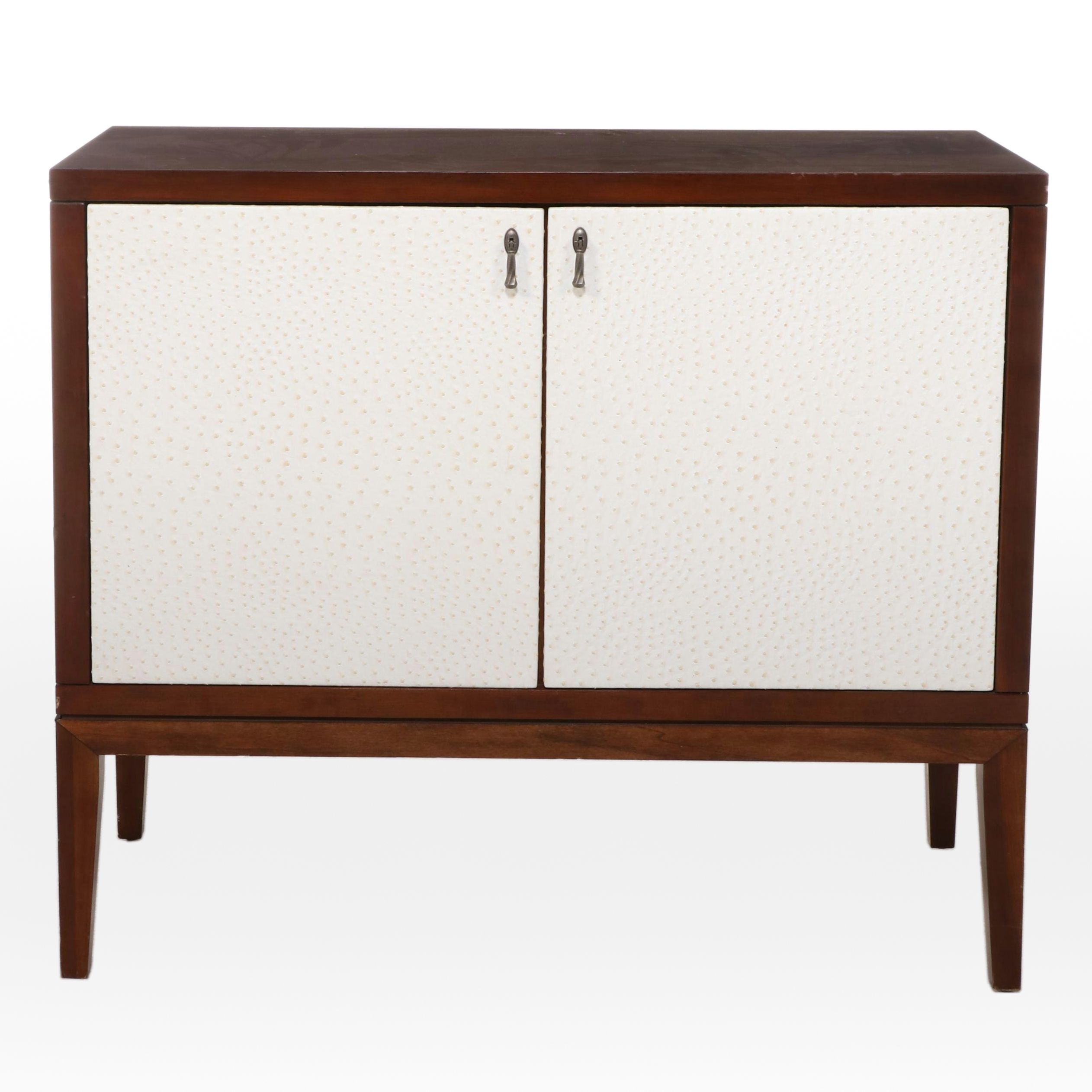 Somerton Dwelling "Claire de Lune" Faux-Ostrich Leather Side Cabinet