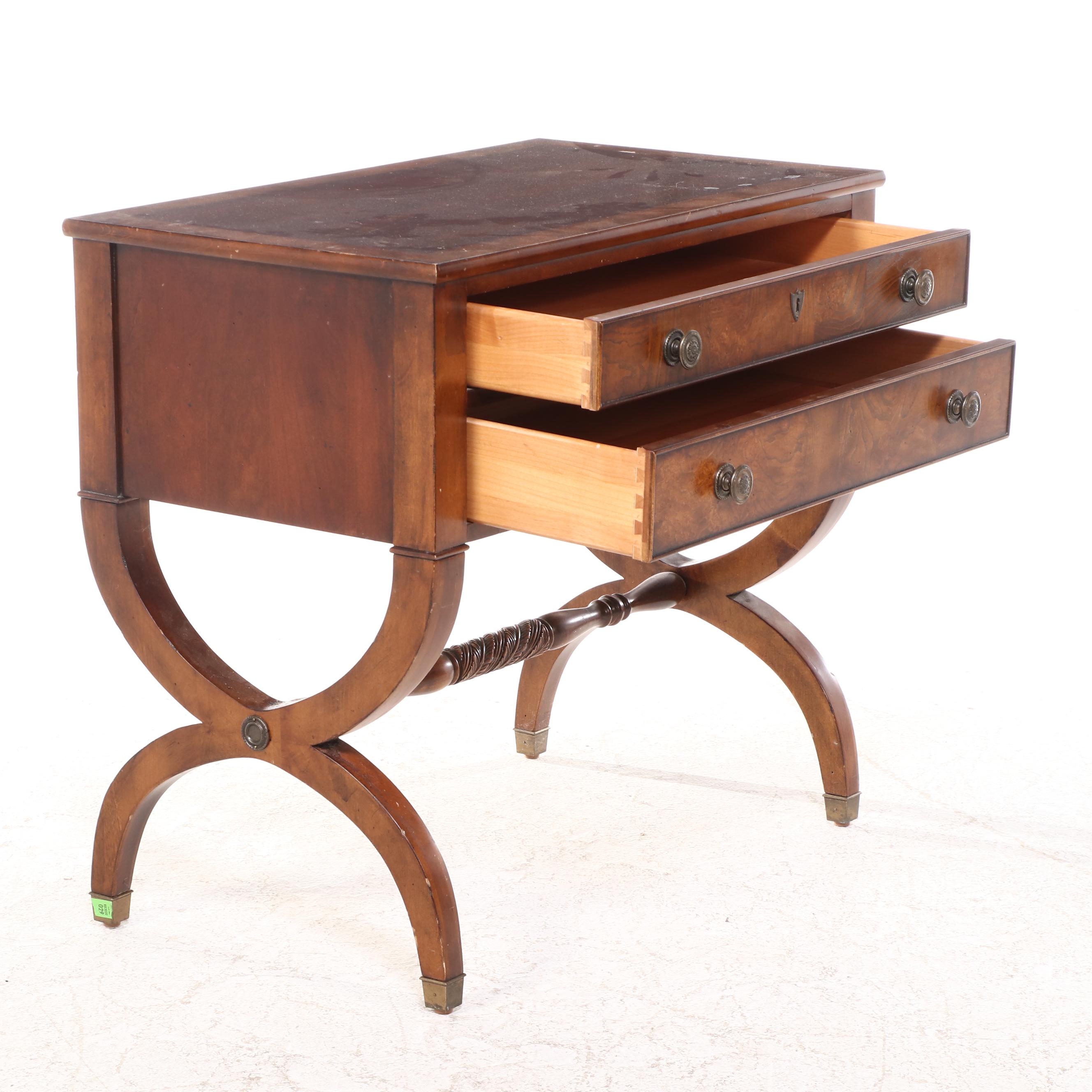 Pair of Ethan Allen Louis Philippe Style Cherrywood & Elm Two-Drawer Nightstands