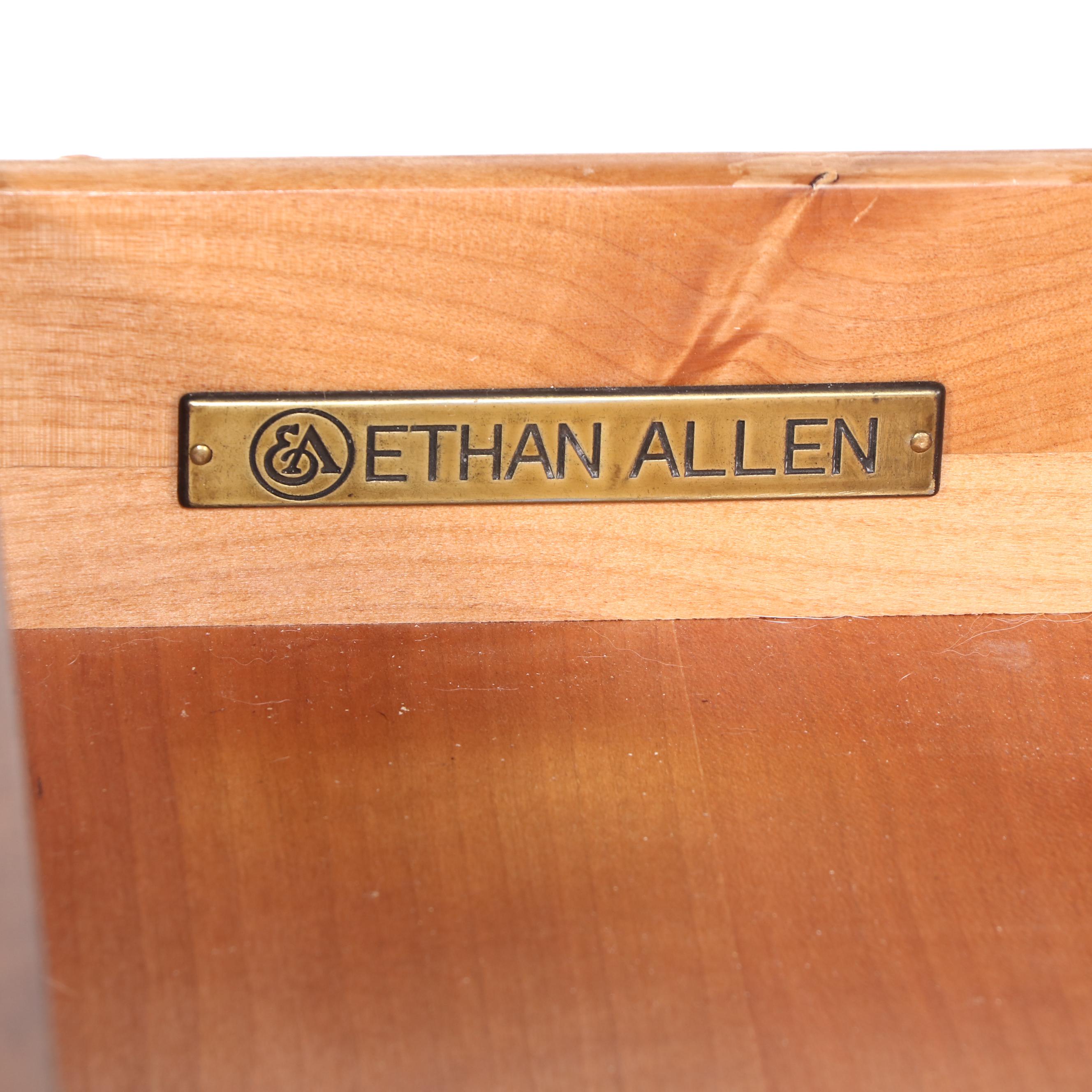 Pair of Ethan Allen Louis Philippe Style Cherrywood & Elm Two-Drawer Nightstands