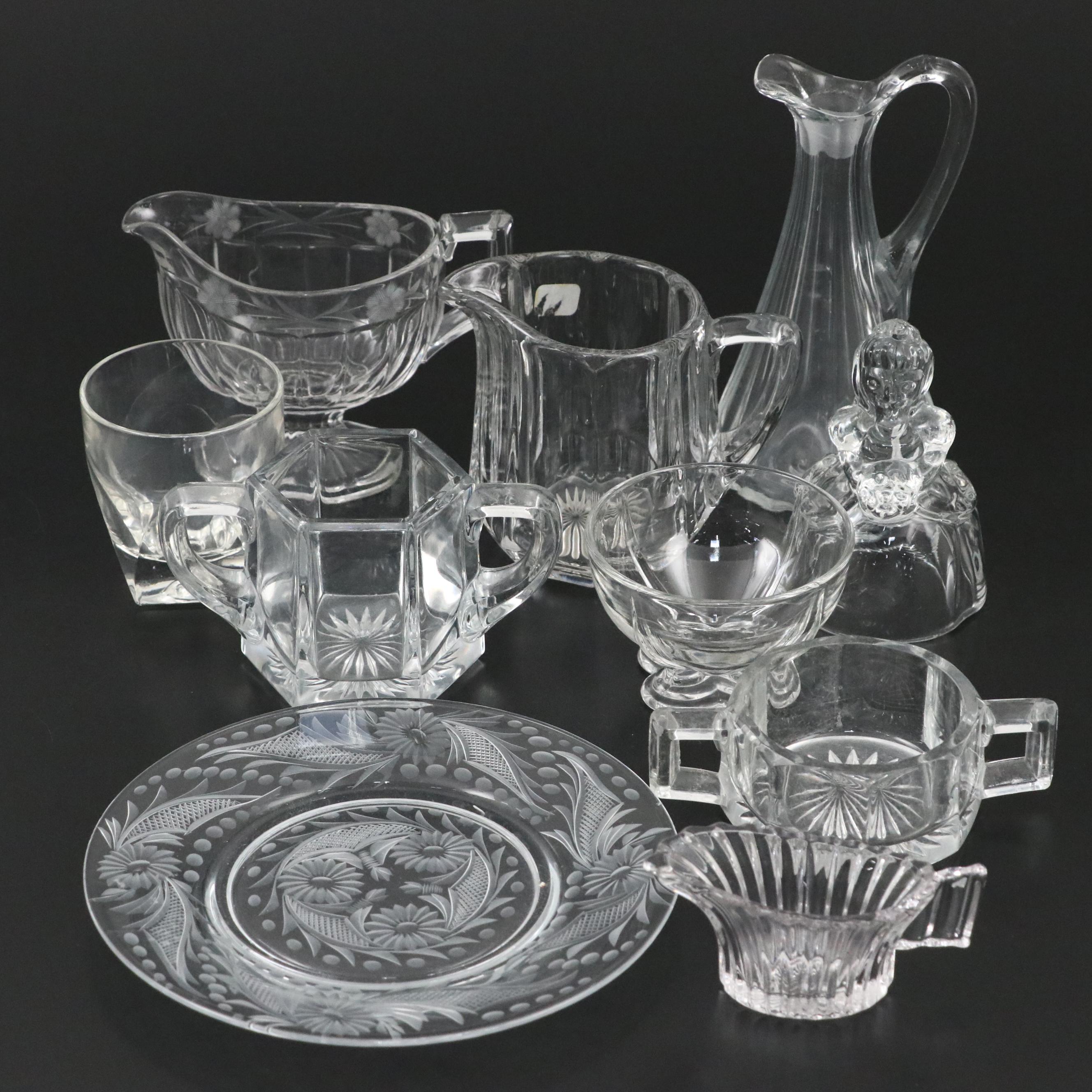 Heisey "Victorian Belle" Figurine with "Colonial" and Table Accessories