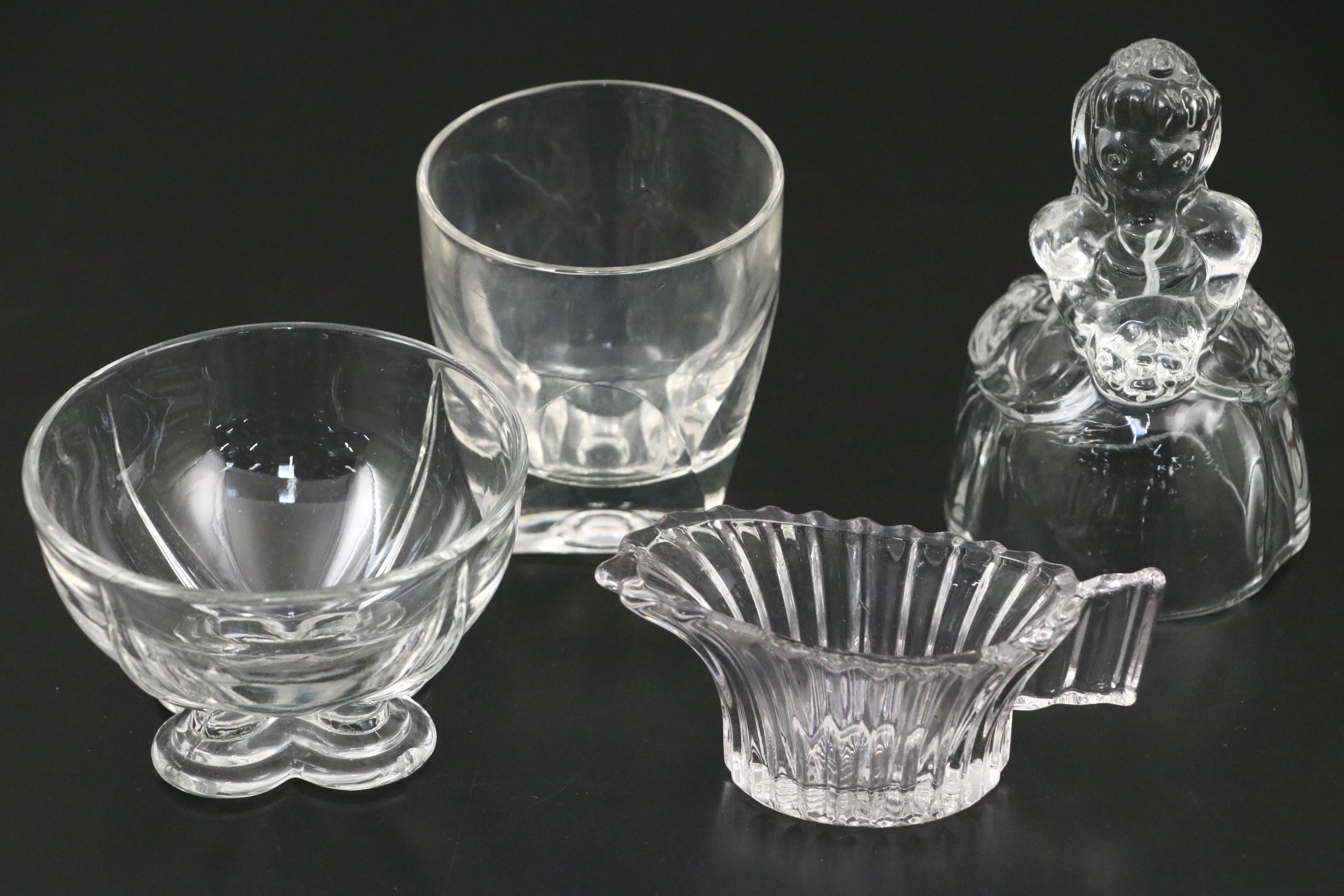 Heisey "Victorian Belle" Figurine with "Colonial" and Table Accessories