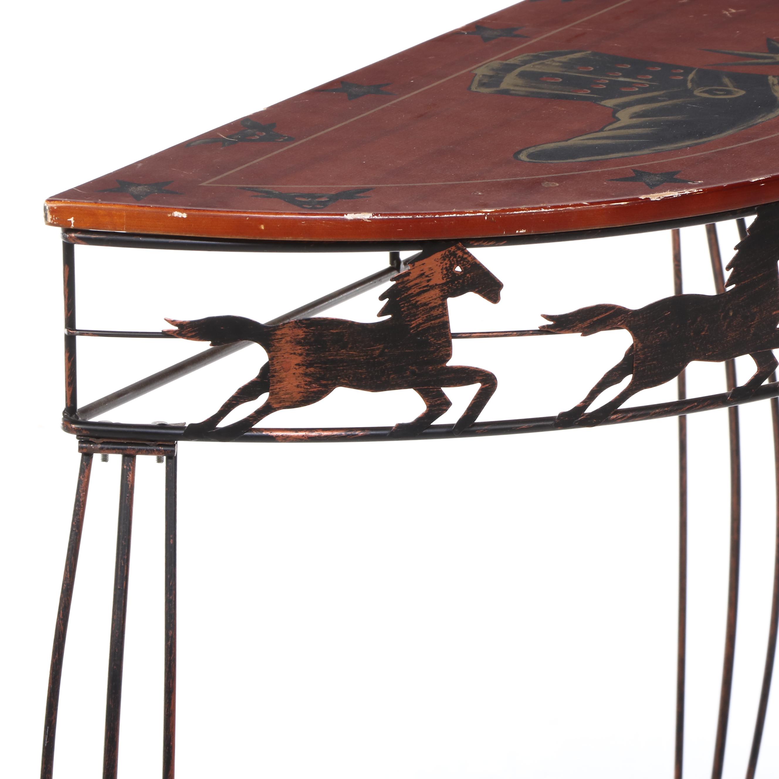 Western Style Horse and Cowboy Boot Console Table