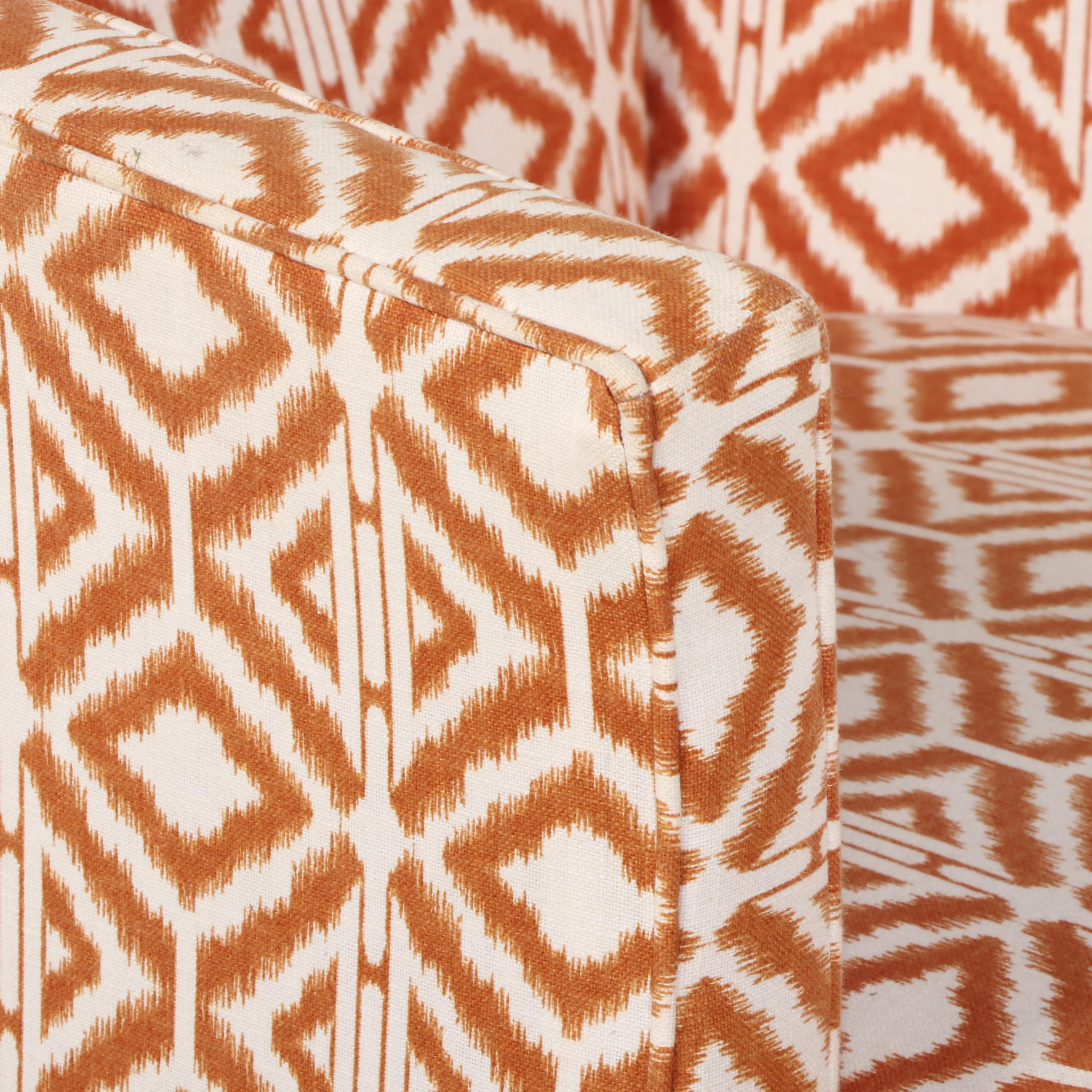 Pair of Art Deco Style Upholstered Barrel-Back Chairs