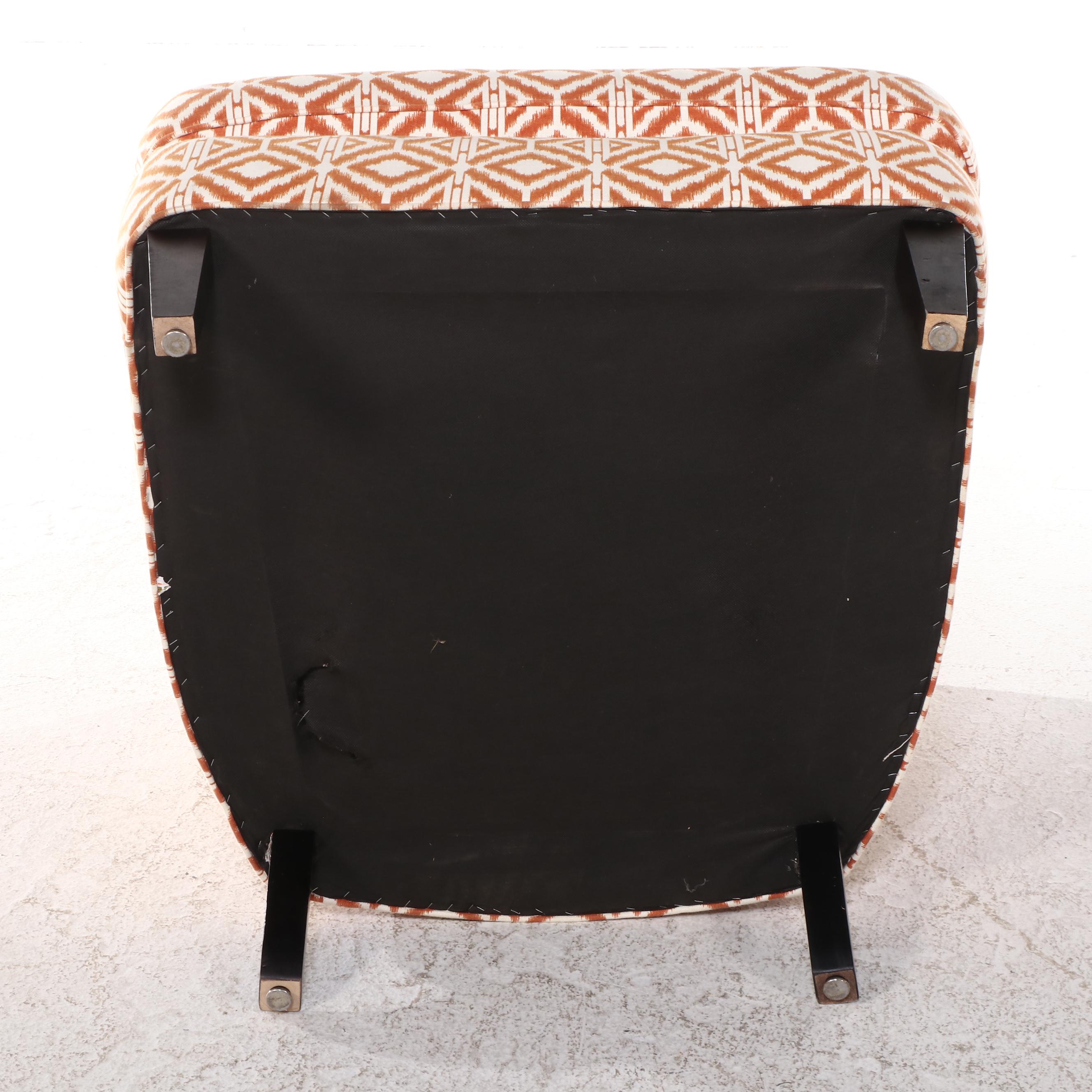 Pair of Art Deco Style Upholstered Barrel-Back Chairs