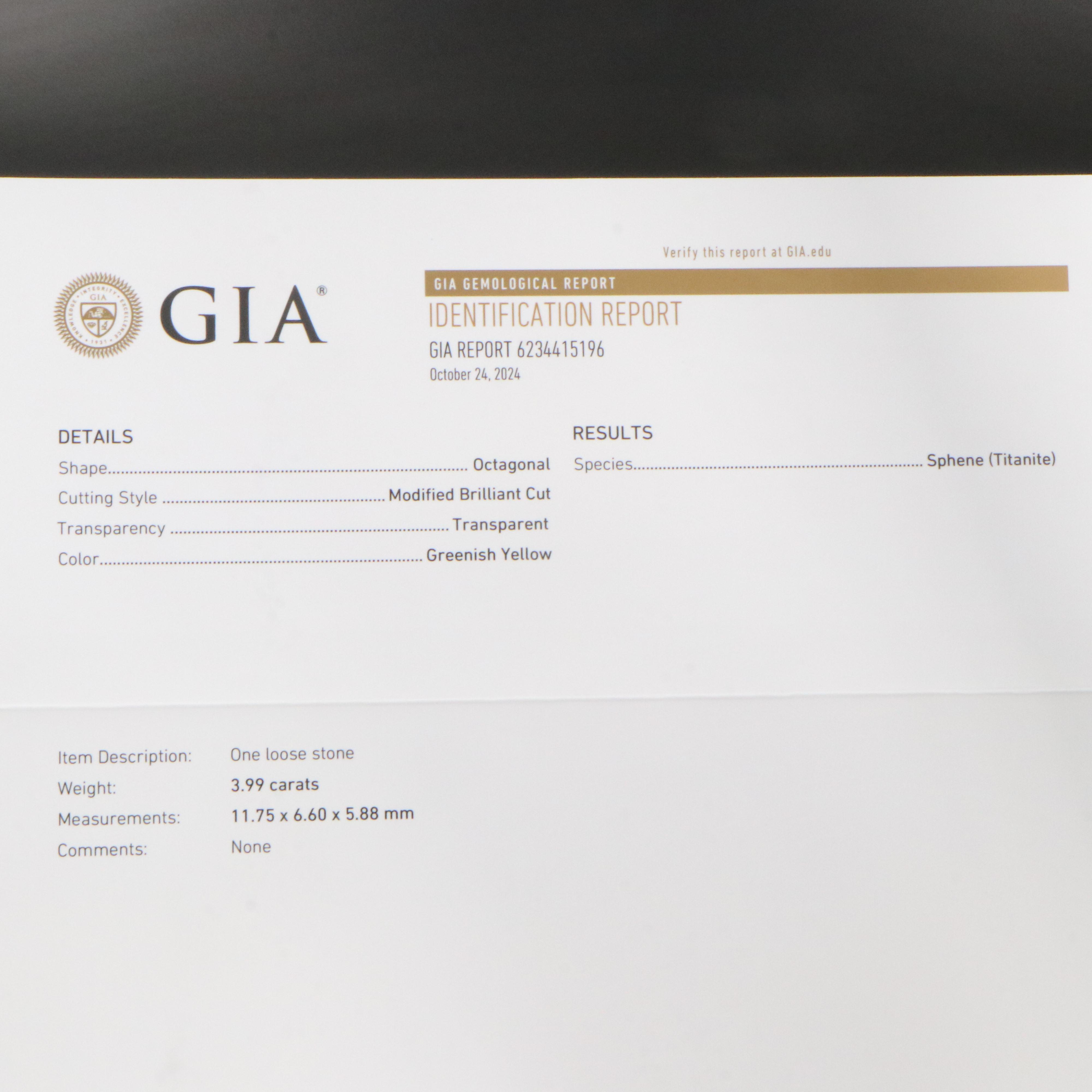 Loose 3.99 CT Sphene