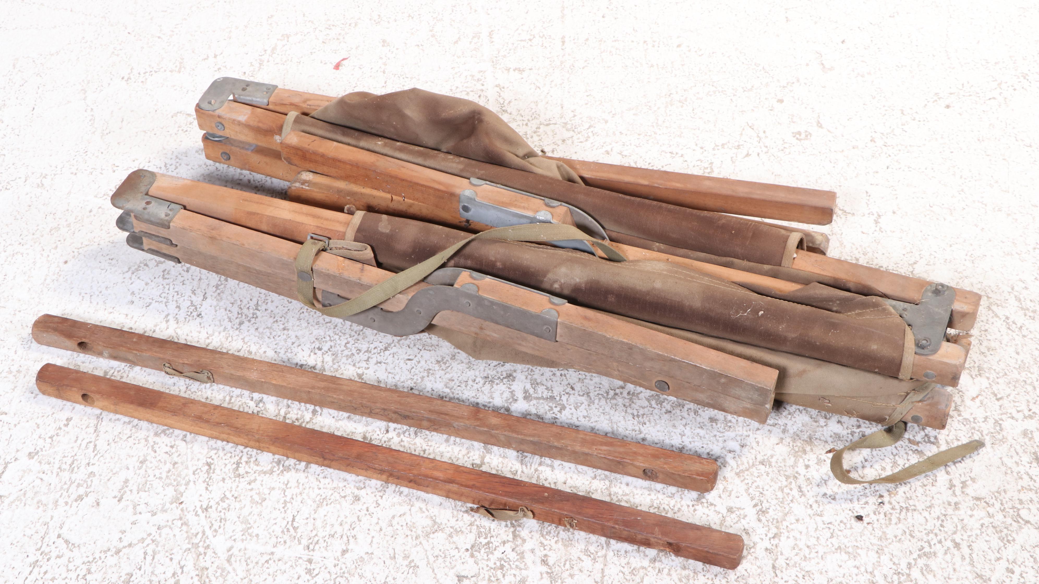 World War II Era U.S. Military Canvas and Wood Cot