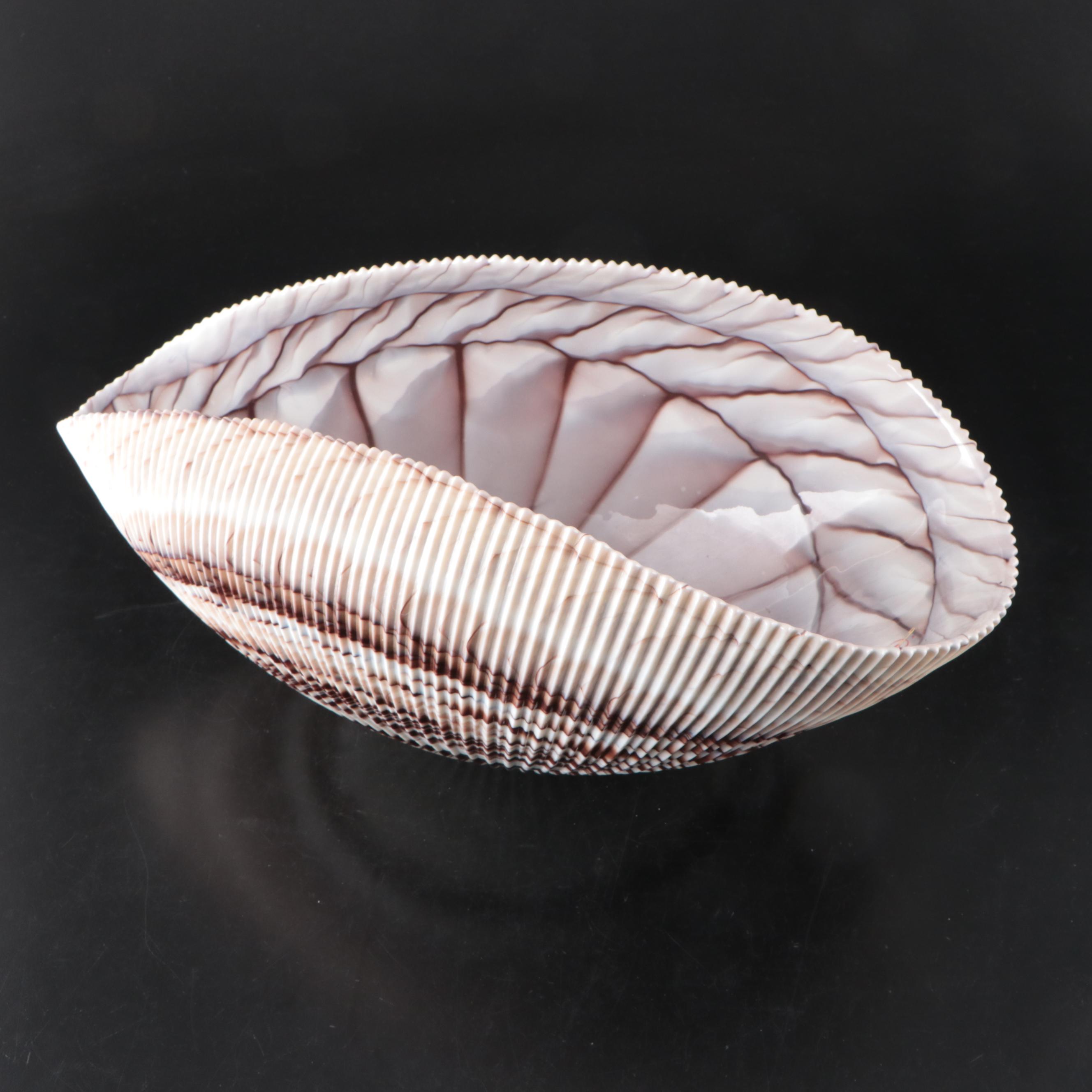 Murano Blown Art Glass Shell Form Centerpiece Bowl