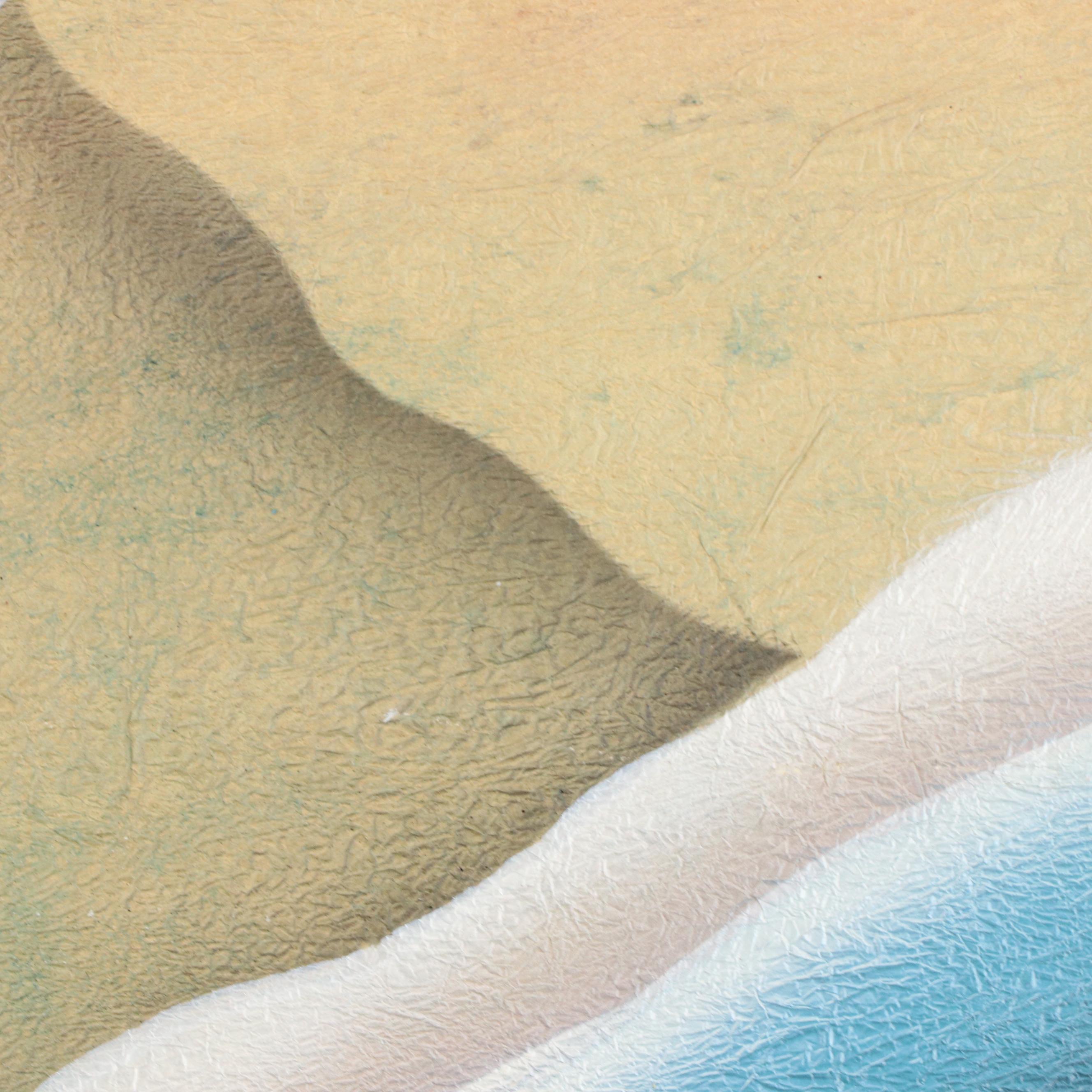 Art Deco Inspired Mixed Media Landscape Painting, 20th Century