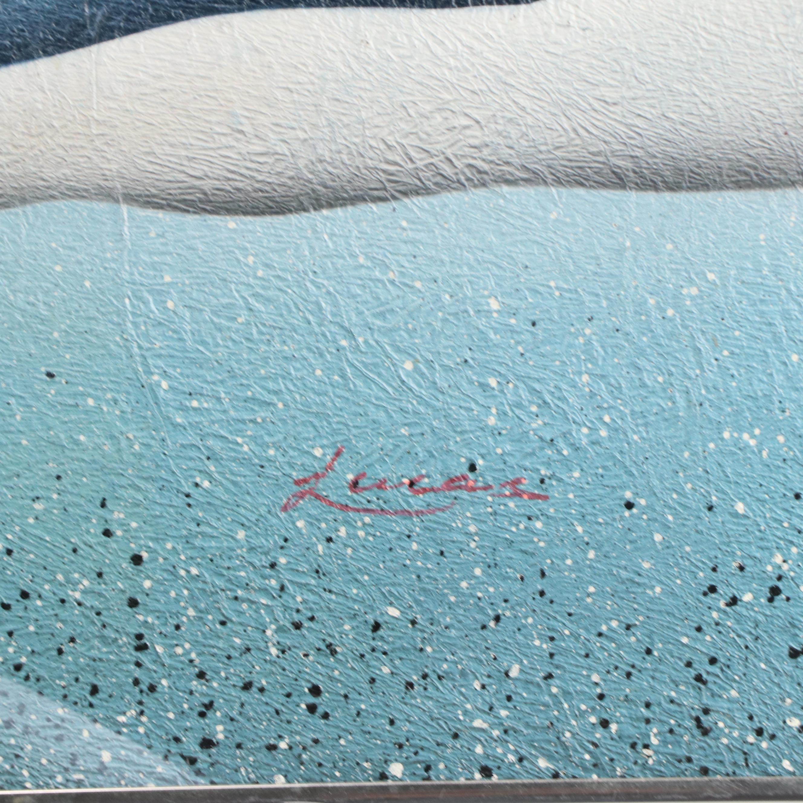 Art Deco Inspired Mixed Media Landscape Painting, 20th Century