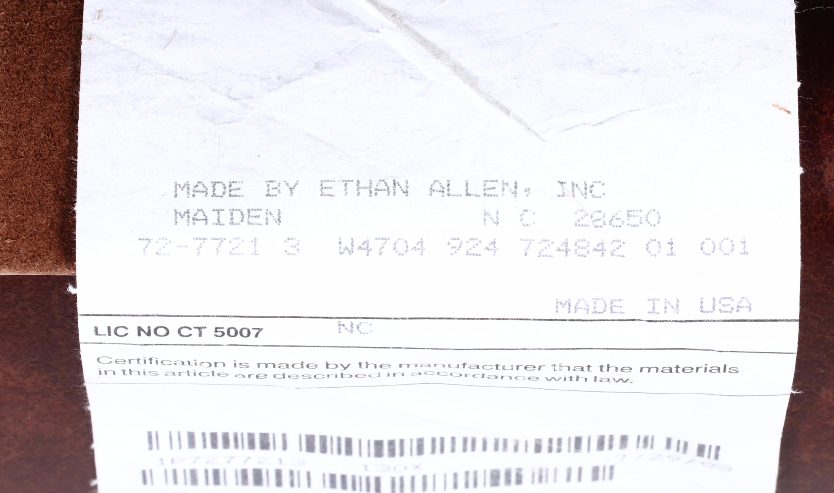 Ethan Allen Leather English-Roll-Arm Easy Chair with Ottoman