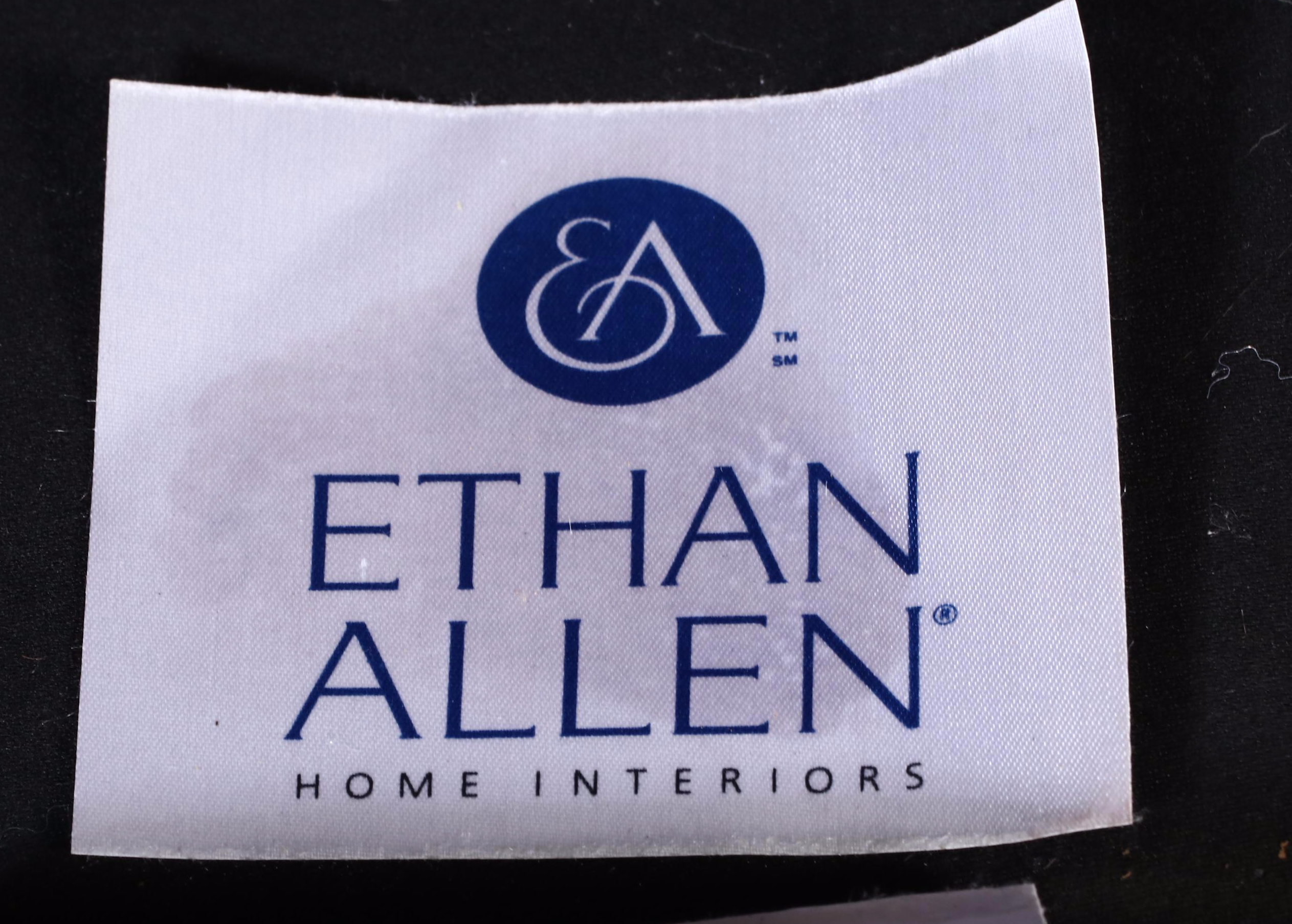 Ethan Allen Leather English-Roll-Arm Easy Chair with Ottoman