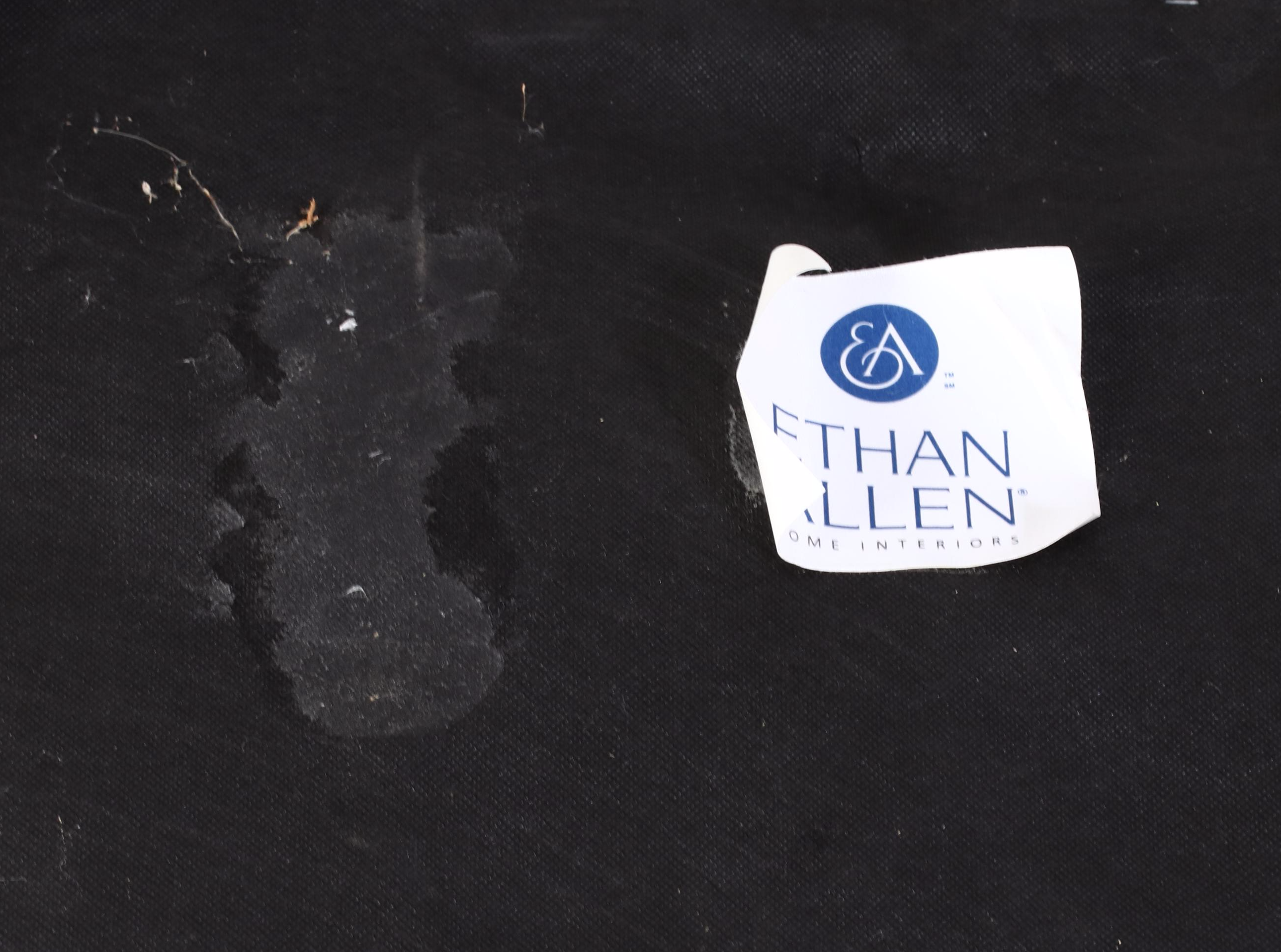 Ethan Allen Leather English-Roll-Arm Easy Chair with Ottoman