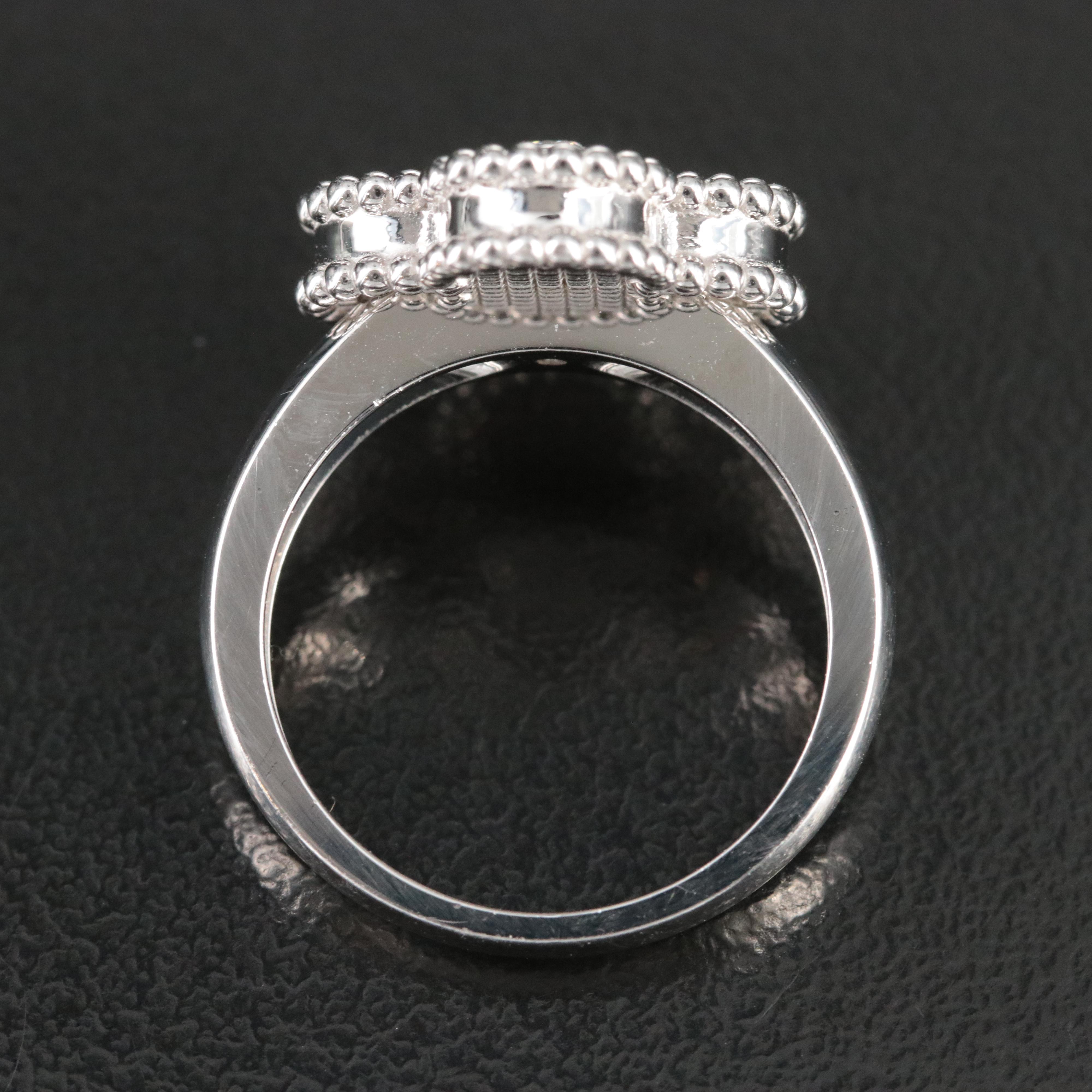 Van Cleef & Arpels Vintage Alhambra 18K Mother of Pearl and Diamond Ring