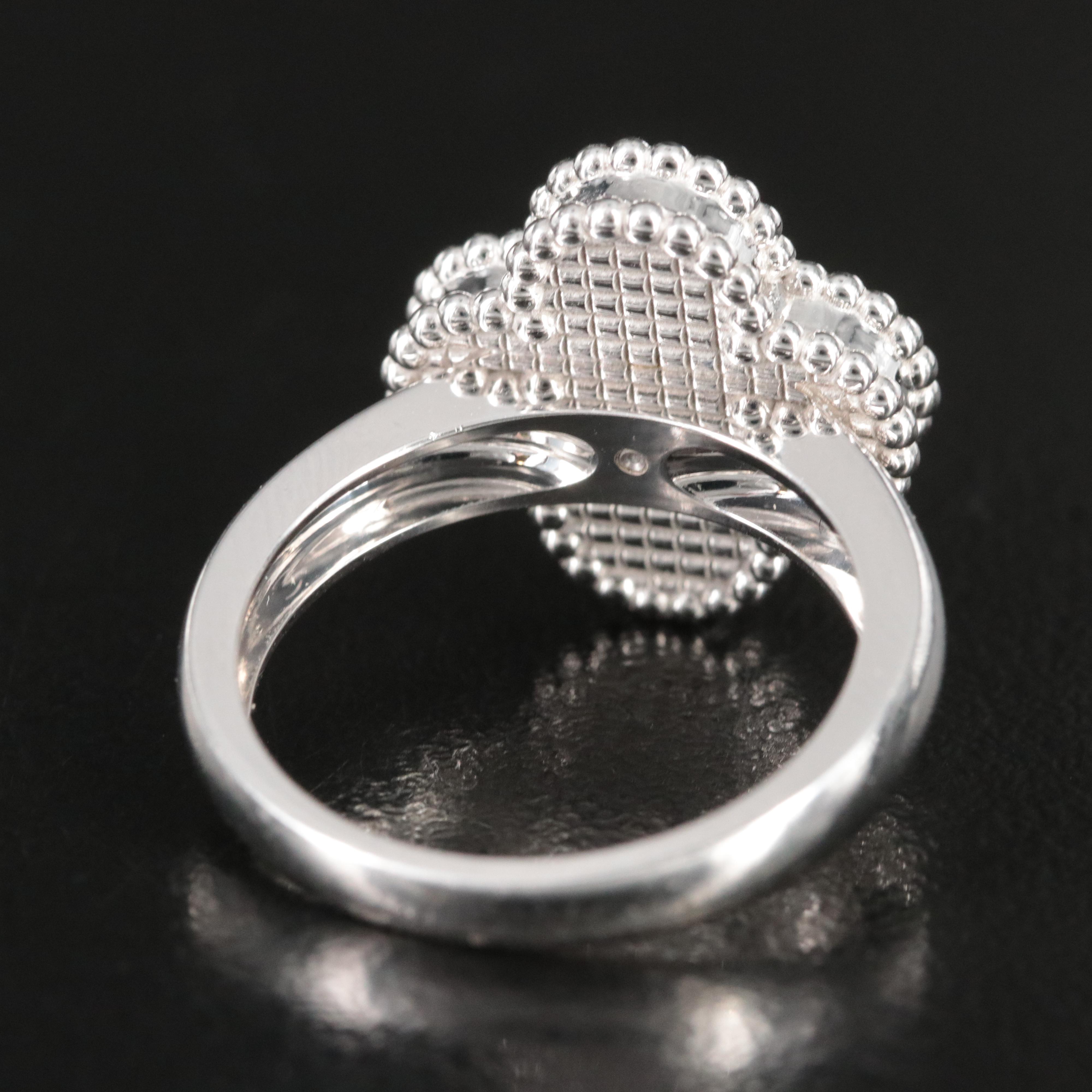 Van Cleef & Arpels Vintage Alhambra 18K Mother of Pearl and Diamond Ring